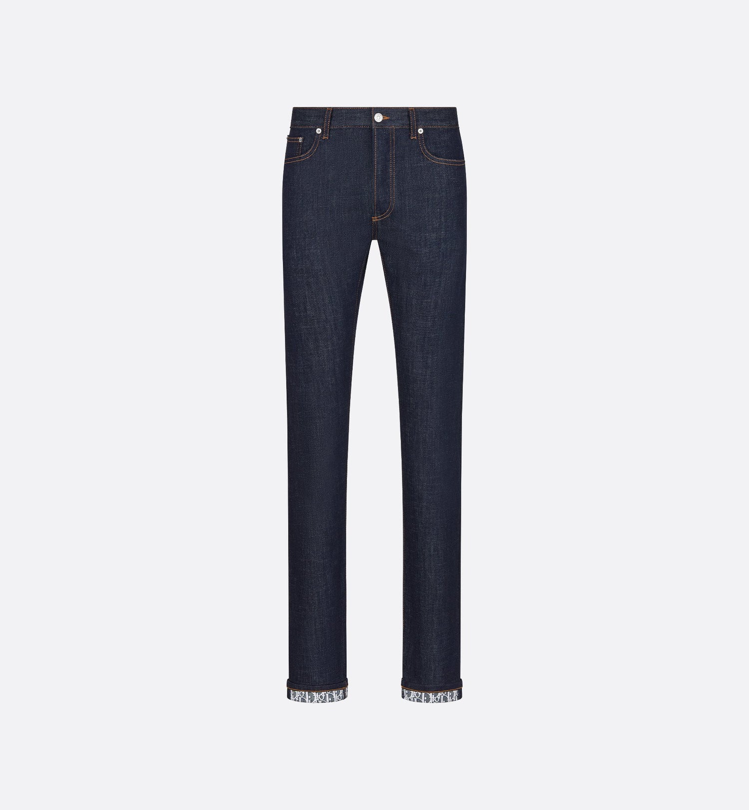 Long Slim-Fit Dior Oblique Jeans Blue Raw Cotton Denim