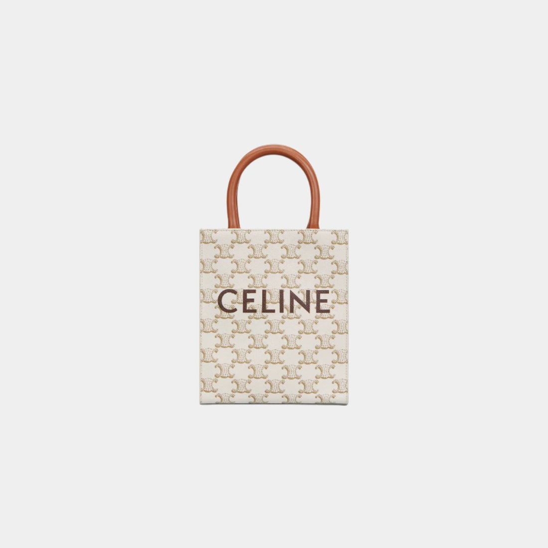 Mini Vertical Cabas In Triomphe Canvas And Calfskin With Celine Print