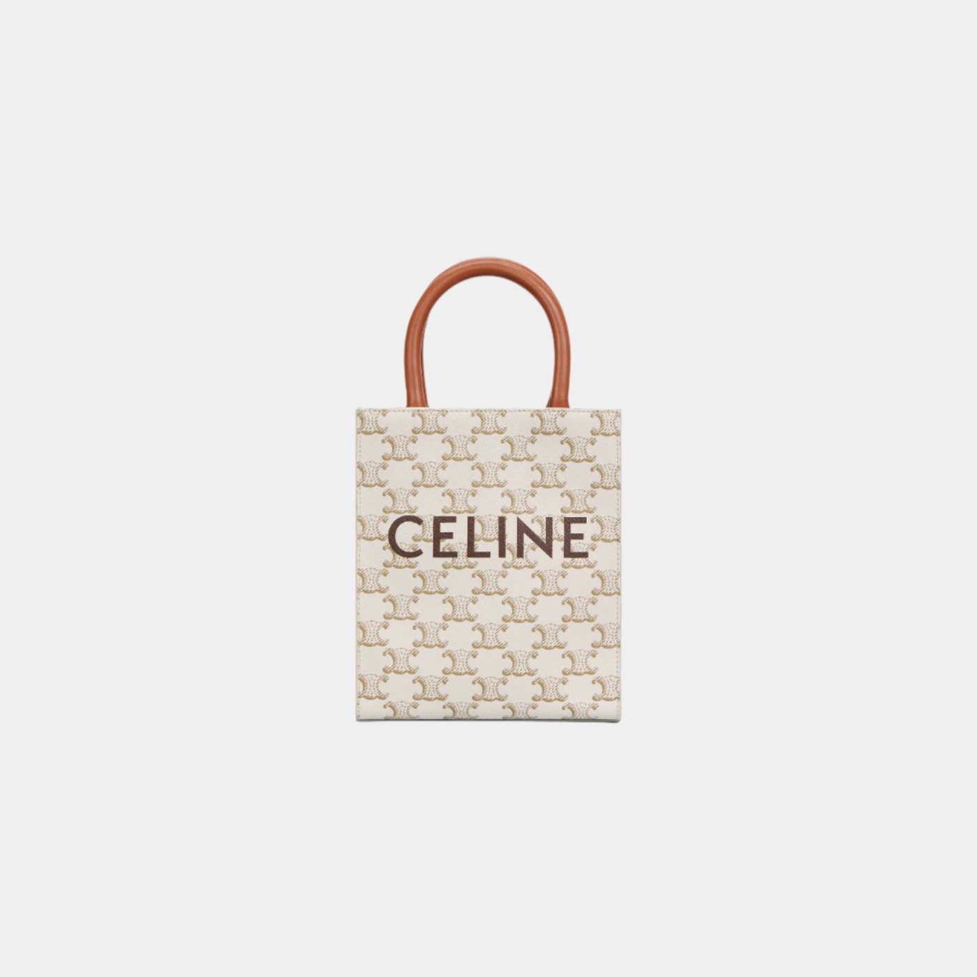 Mini Vertical Cabas In Triomphe Canvas And Calfskin With Celine Print