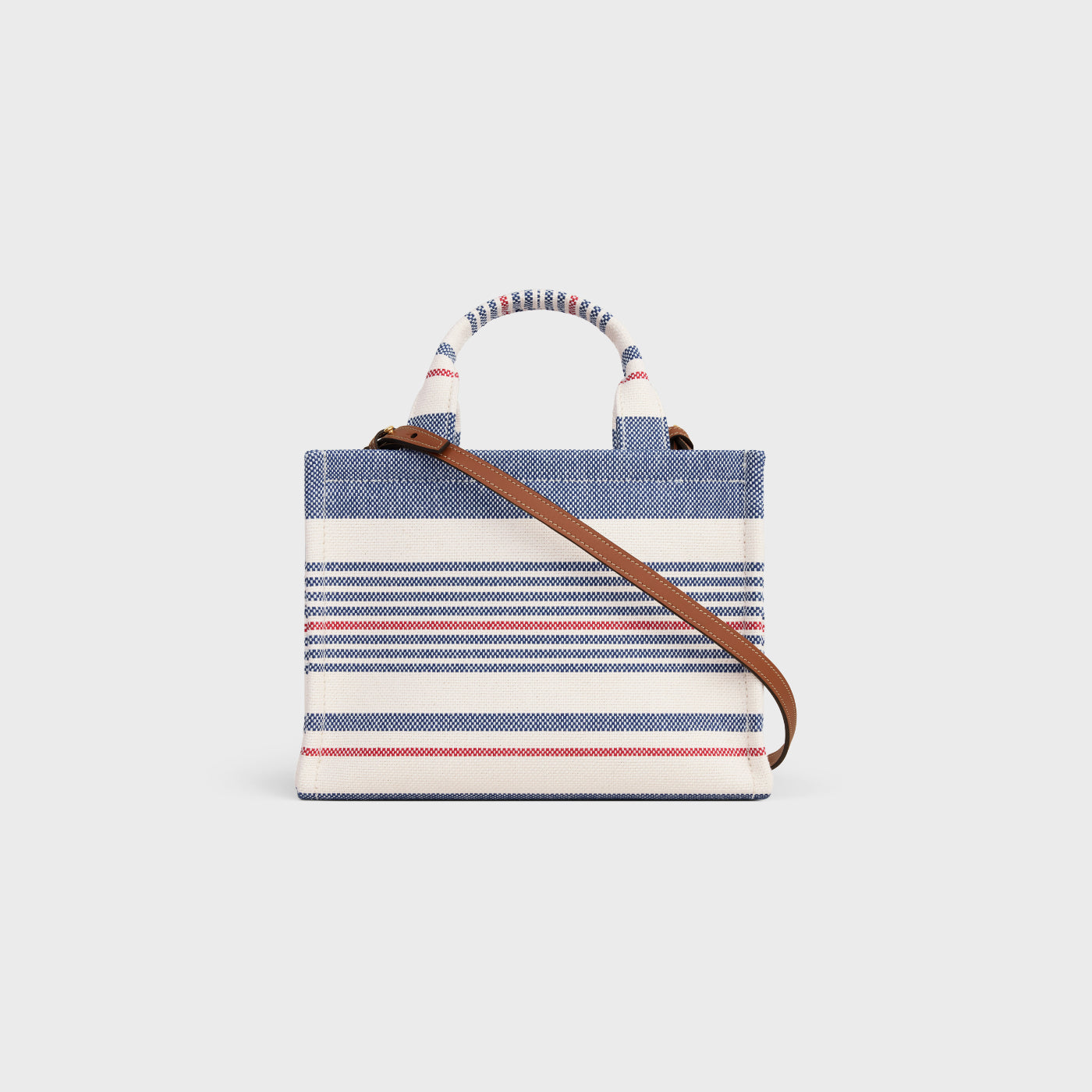 Small Cabas Thais In Striped Textile And Calfskin