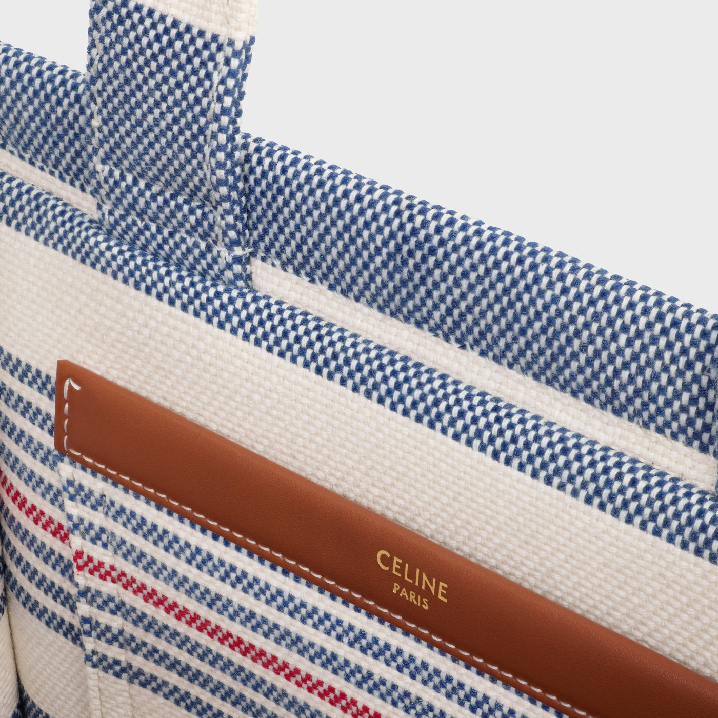 Small Cabas Thais In Striped Textile And Calfskin