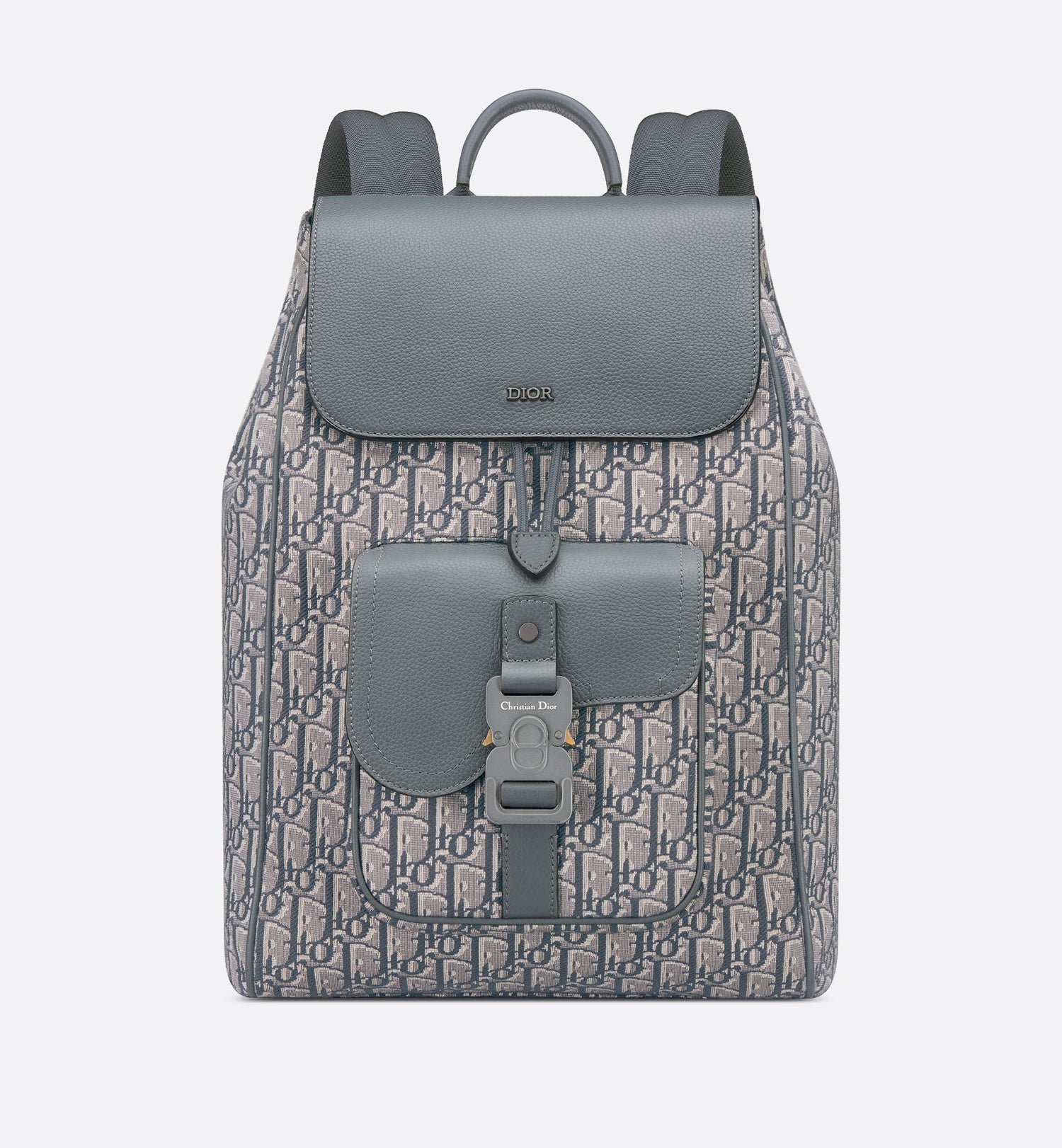 Saddle Backpack With Flap Deep Gray Dior Oblique Jacquard And Deep Gray Grained Calfskin