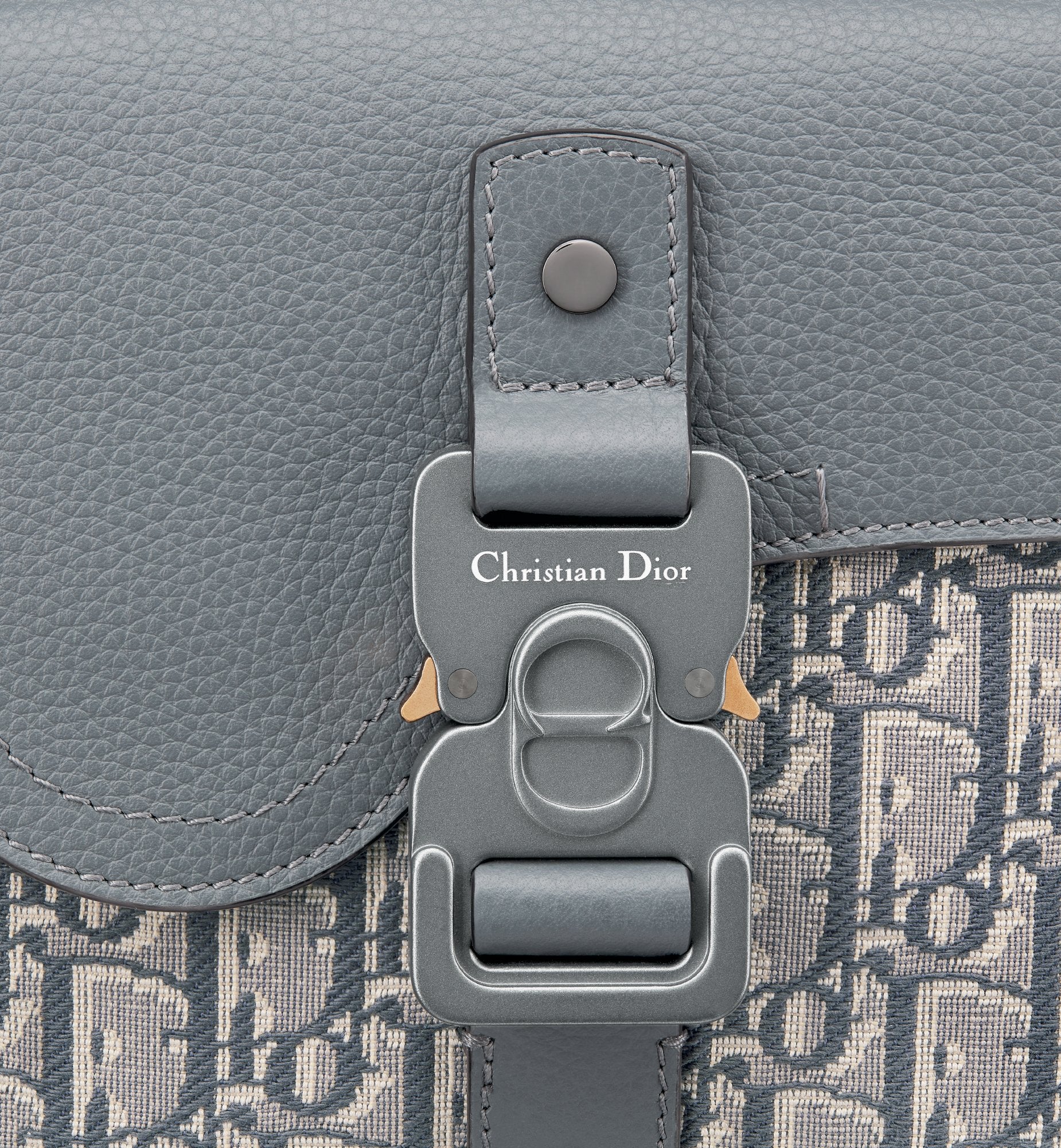 Saddle Backpack With Flap Deep Gray Dior Oblique Jacquard And Deep Gray Grained Calfskin