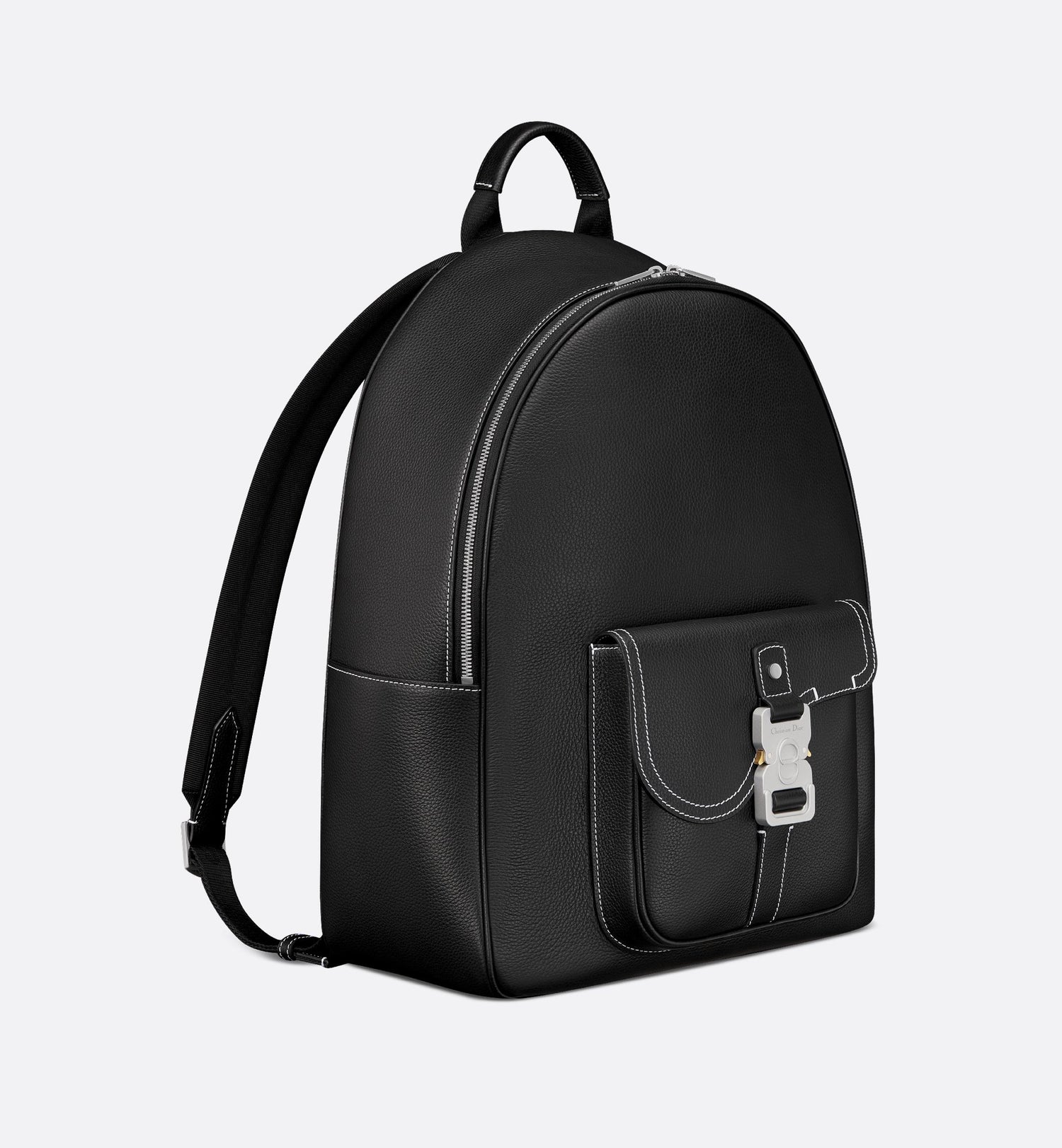 Saddle Zip Backpack Black Grained Calfskin