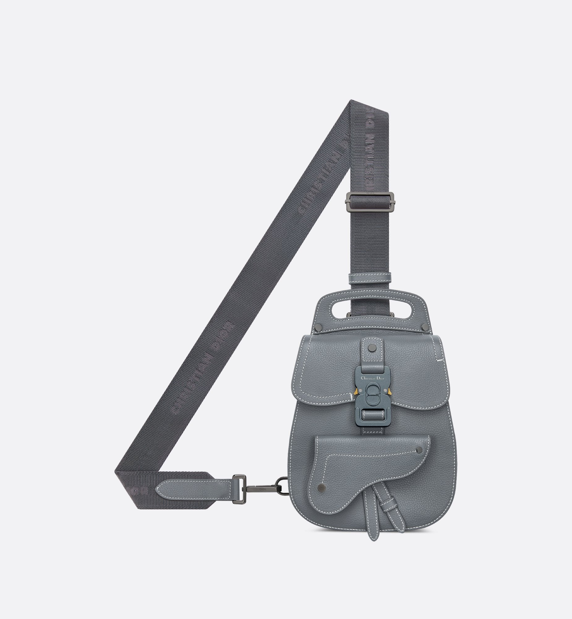 Dior Gallop Sling Bag Deep Gray Grained Calfskin Sands