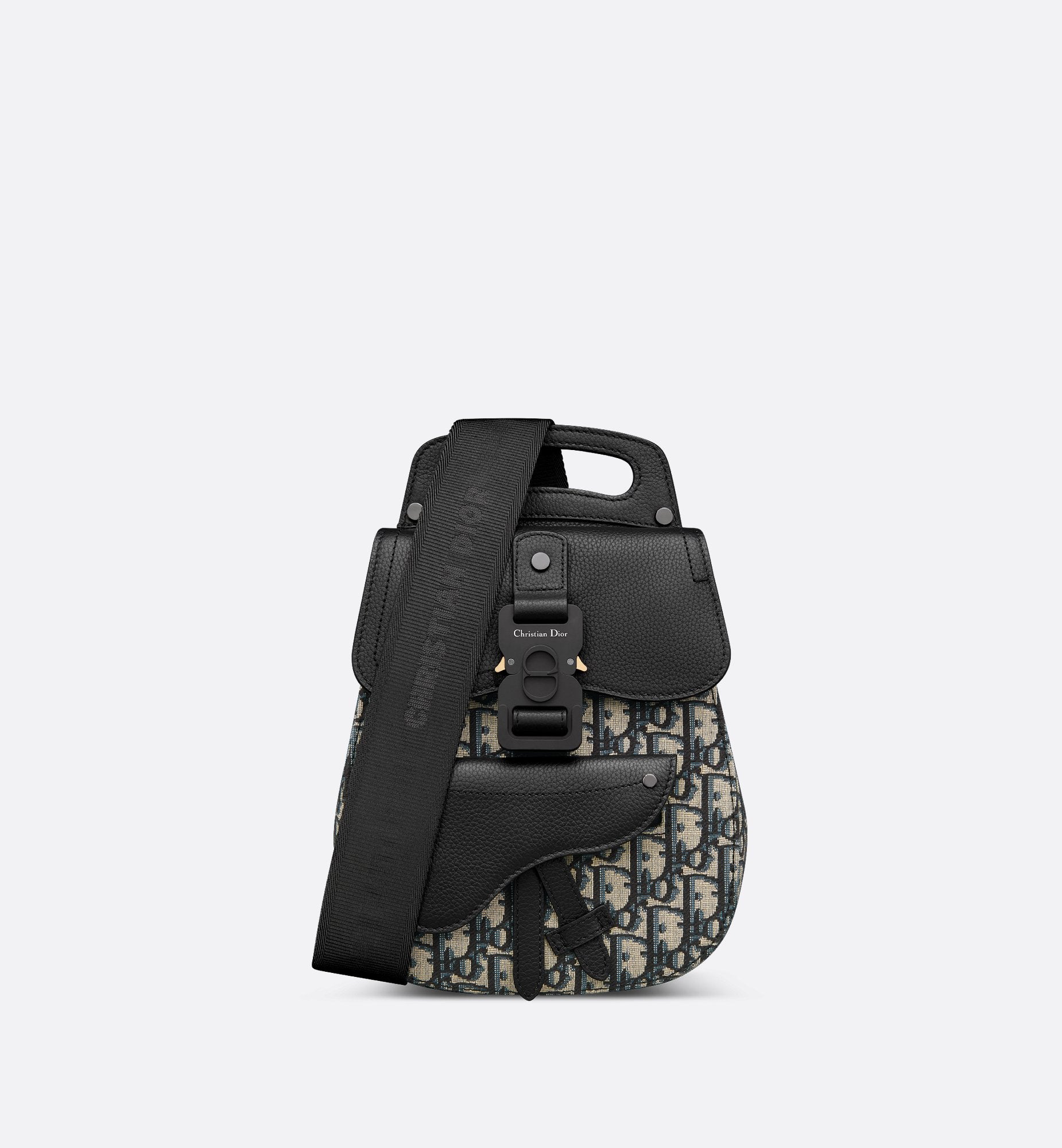 Gallop Sling Bag Beige And Black Dior Oblique Jacquard And Black Grained Calfskin