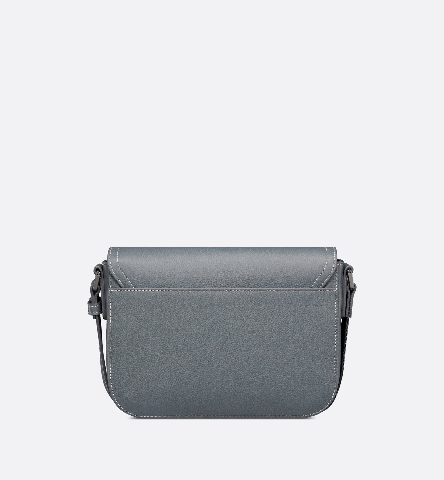 Small Saddle Messenger Bag With Flap Deep Gray Grained Calfskin