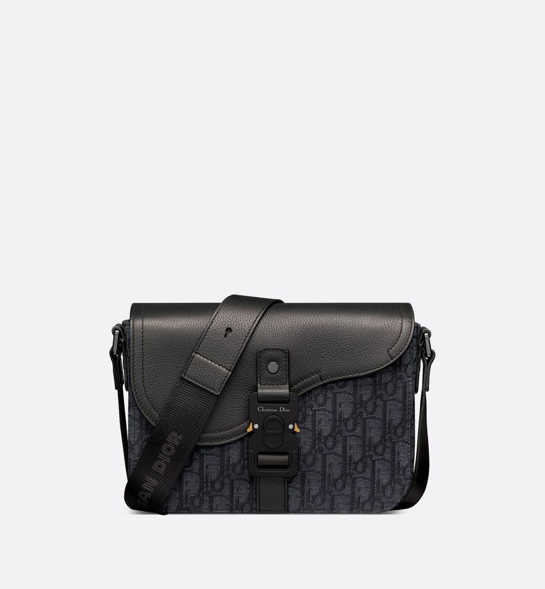 Small Saddle Messenger Bag With Flap Black Dior Oblique Jacquard And Black Grained Calfskin