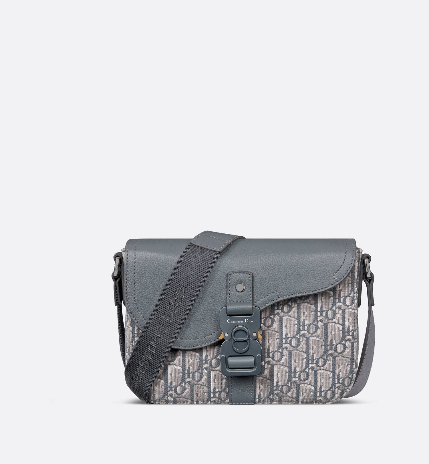 Small Saddle Messenger Bag With Flap Deep Gray Dior Oblique Jacquard And Deep Gray Grained Calfskin