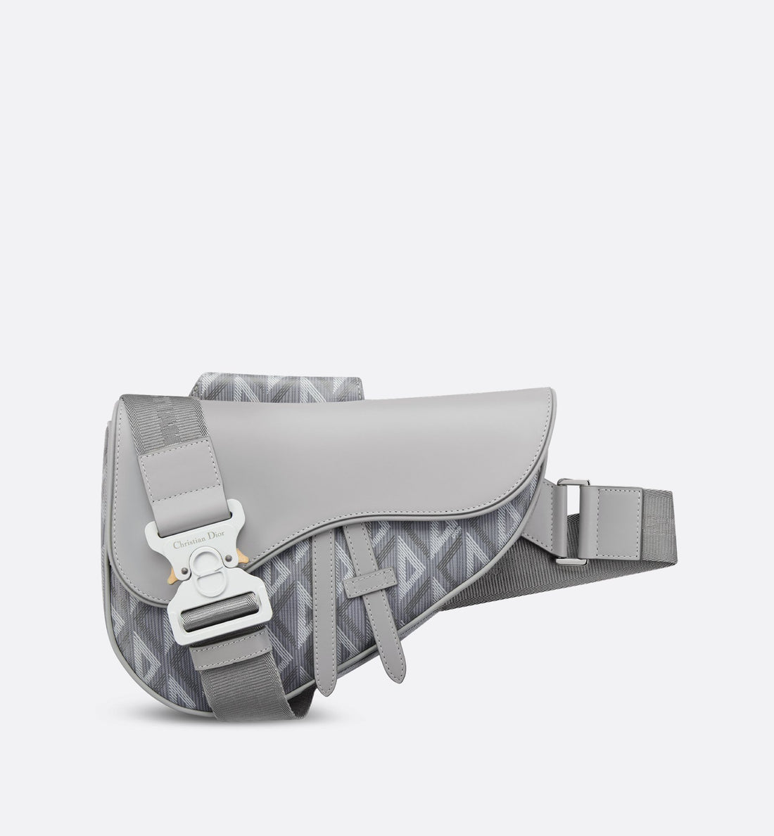 Saddle Bag Dior Gray Coated Cotton Canvas With Cd Diamond Print And Dior Gray Smooth Calfskin