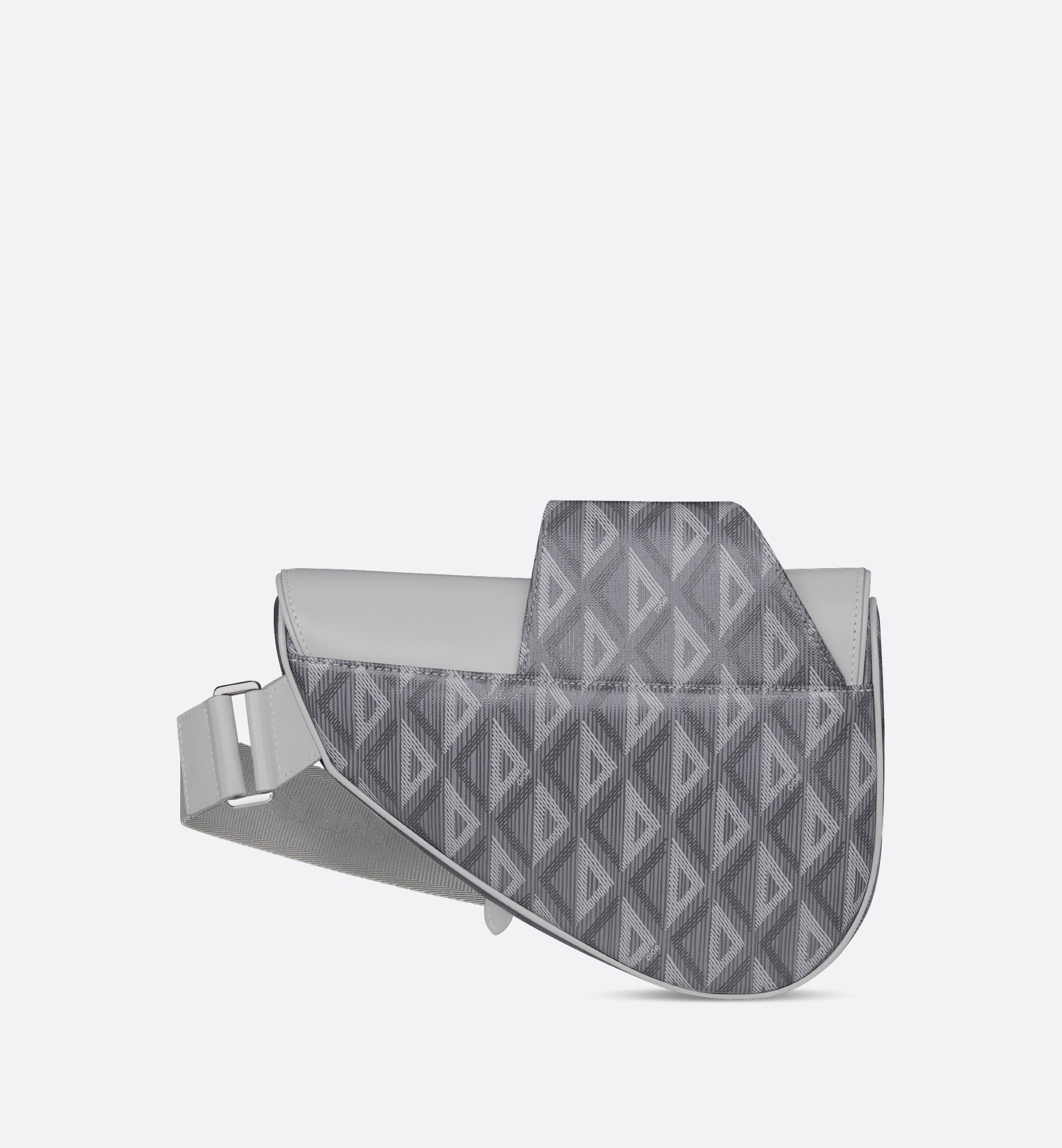 Saddle Bag Dior Gray Coated Cotton Canvas With Cd Diamond Print And Dior Gray Smooth Calfskin