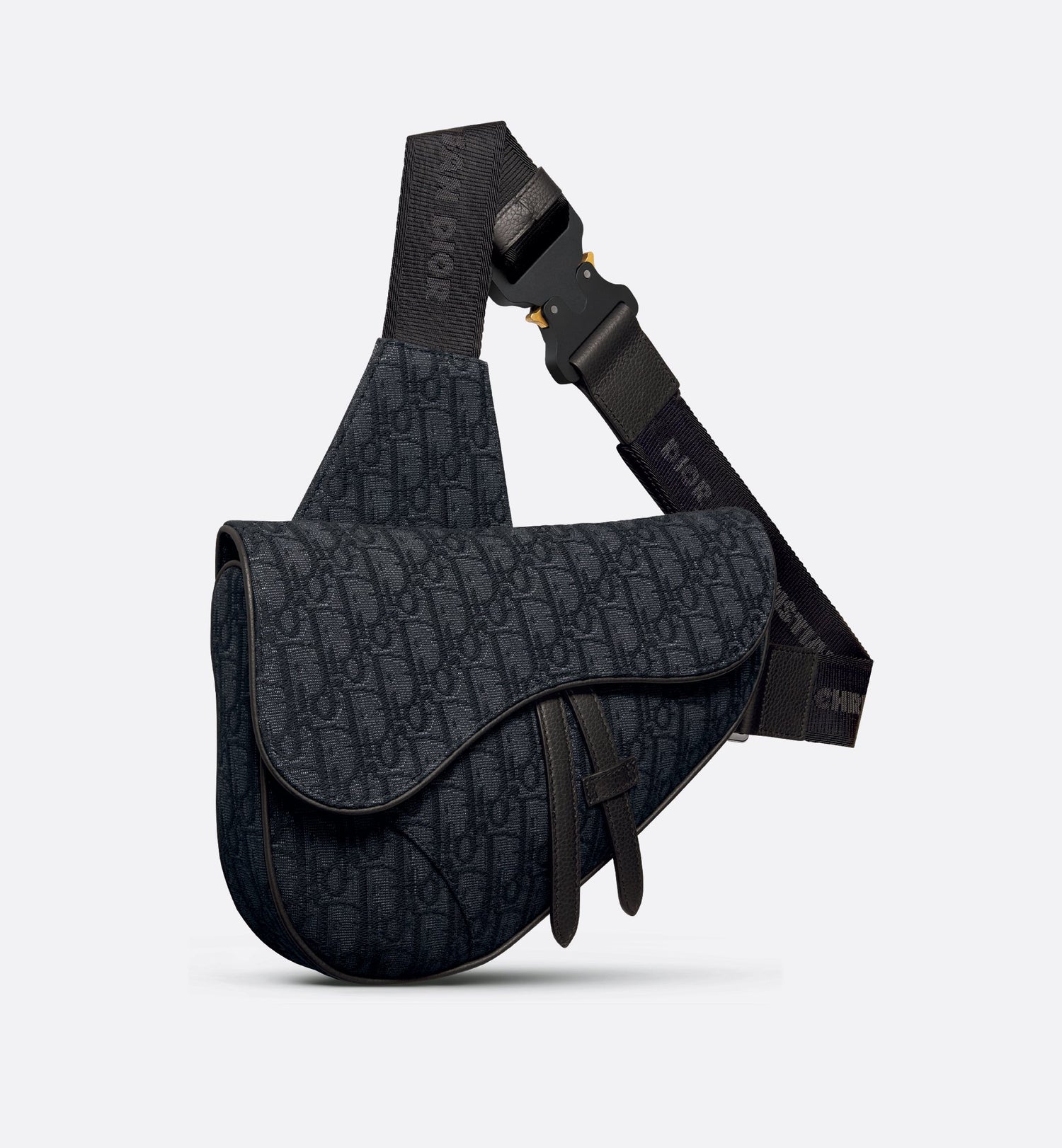 Saddle Bag Black Dior Oblique Jacquard