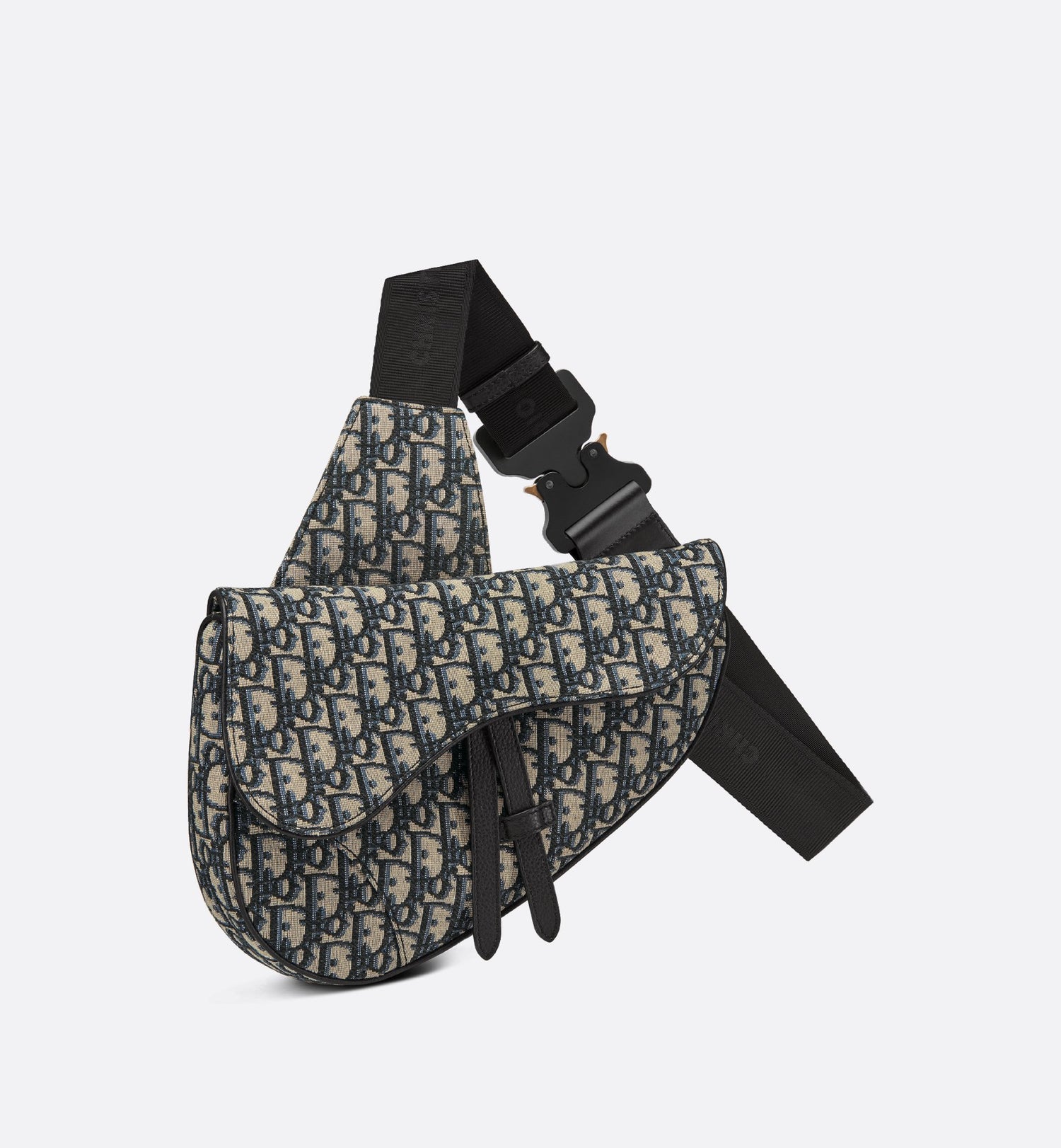 Saddle Bag Beige And Black Dior Oblique Jacquard