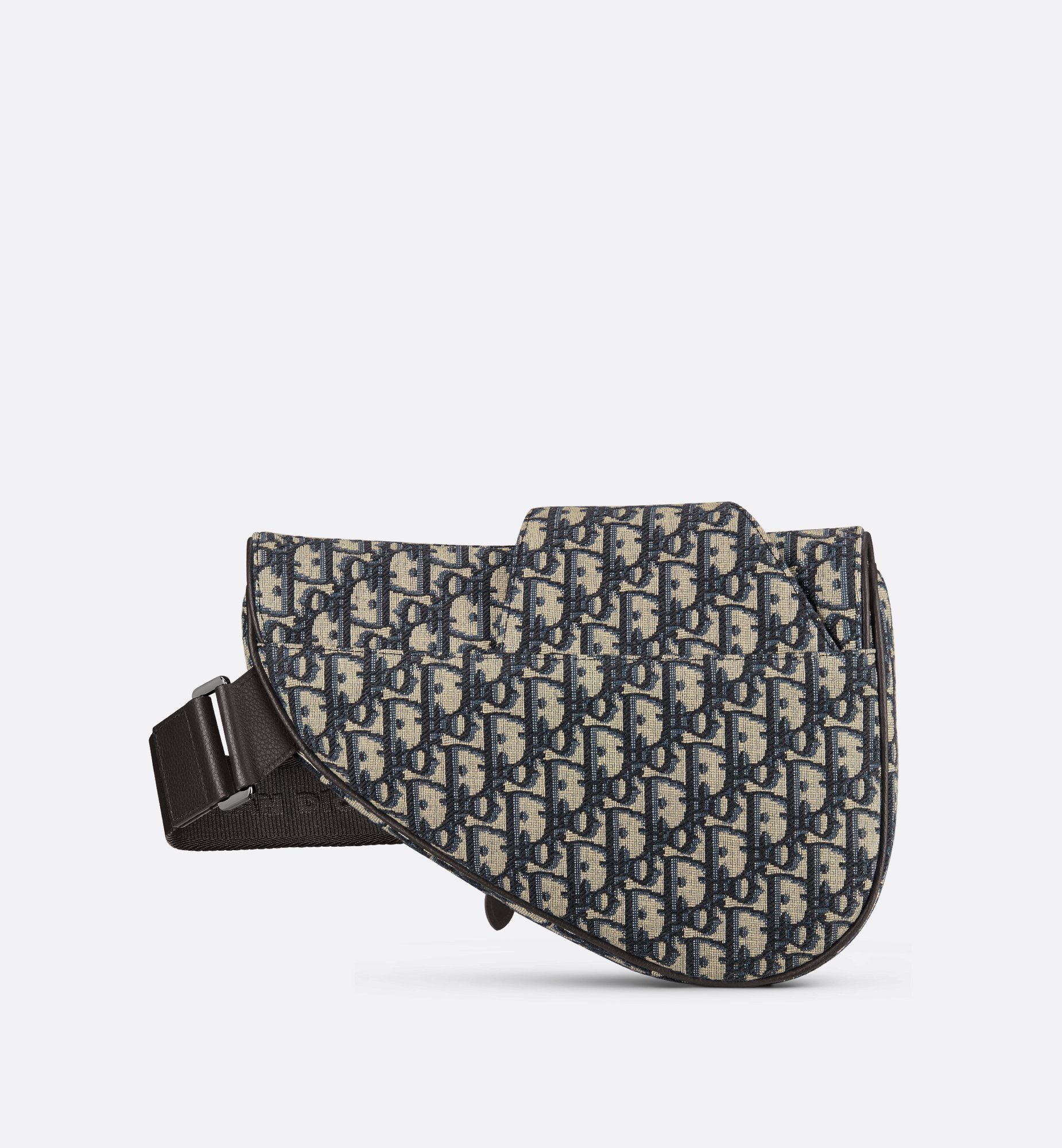 Saddle Bag Beige And Black Dior Oblique Jacquard