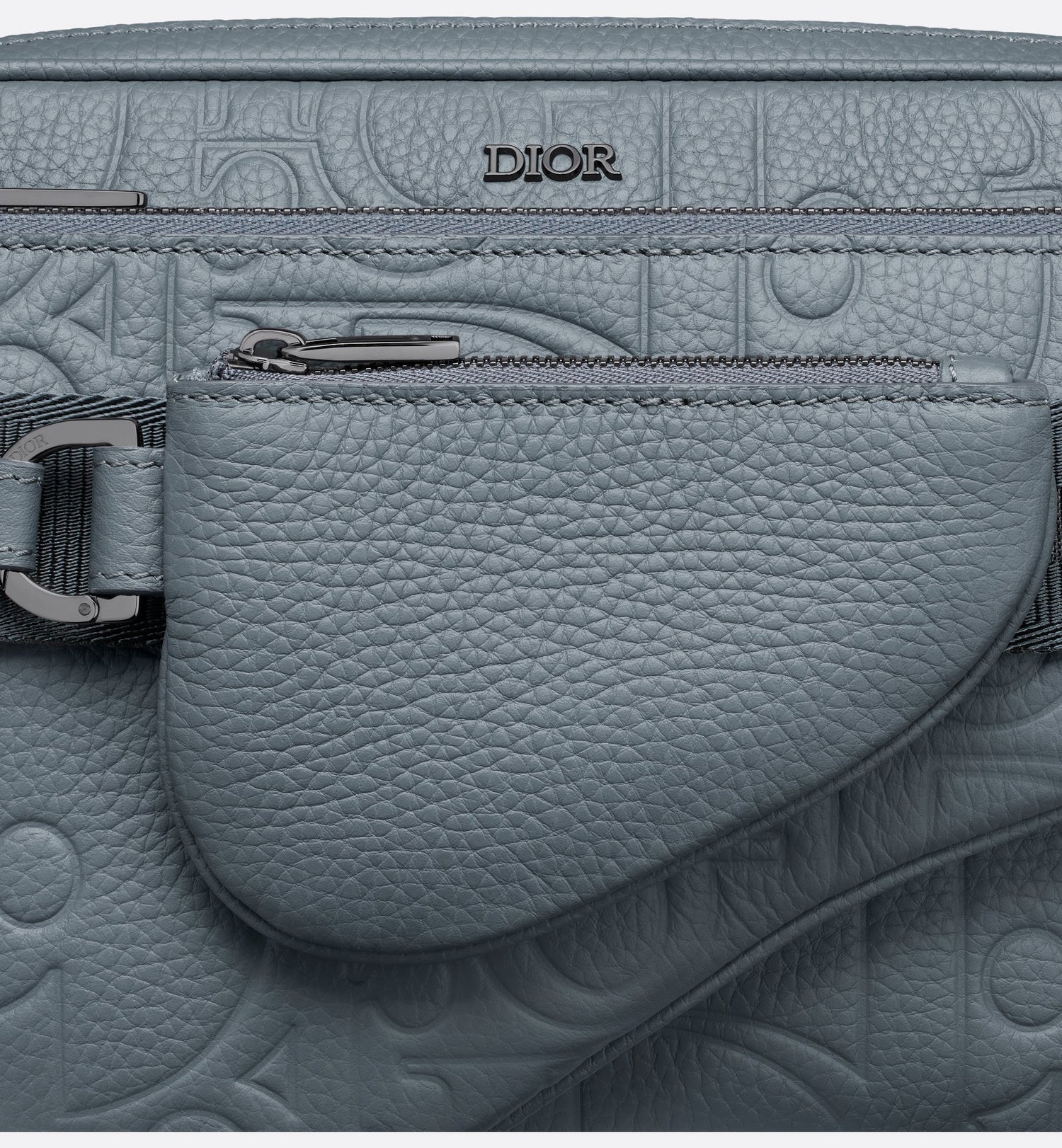 Saddle Triple Pouch Deep Gray Dior Gravity Leather And Deep Gray Grained Calfskin