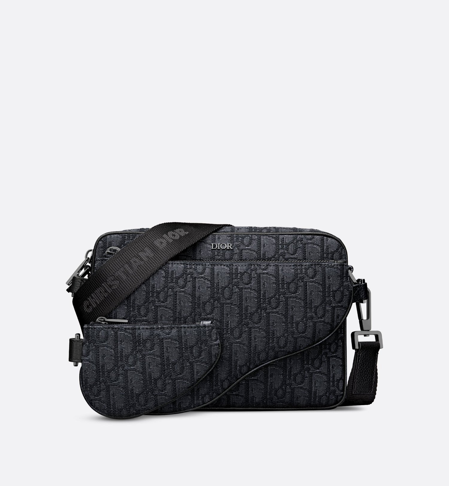 Saddle Triple Pouch Black Dior Oblique Jacquard