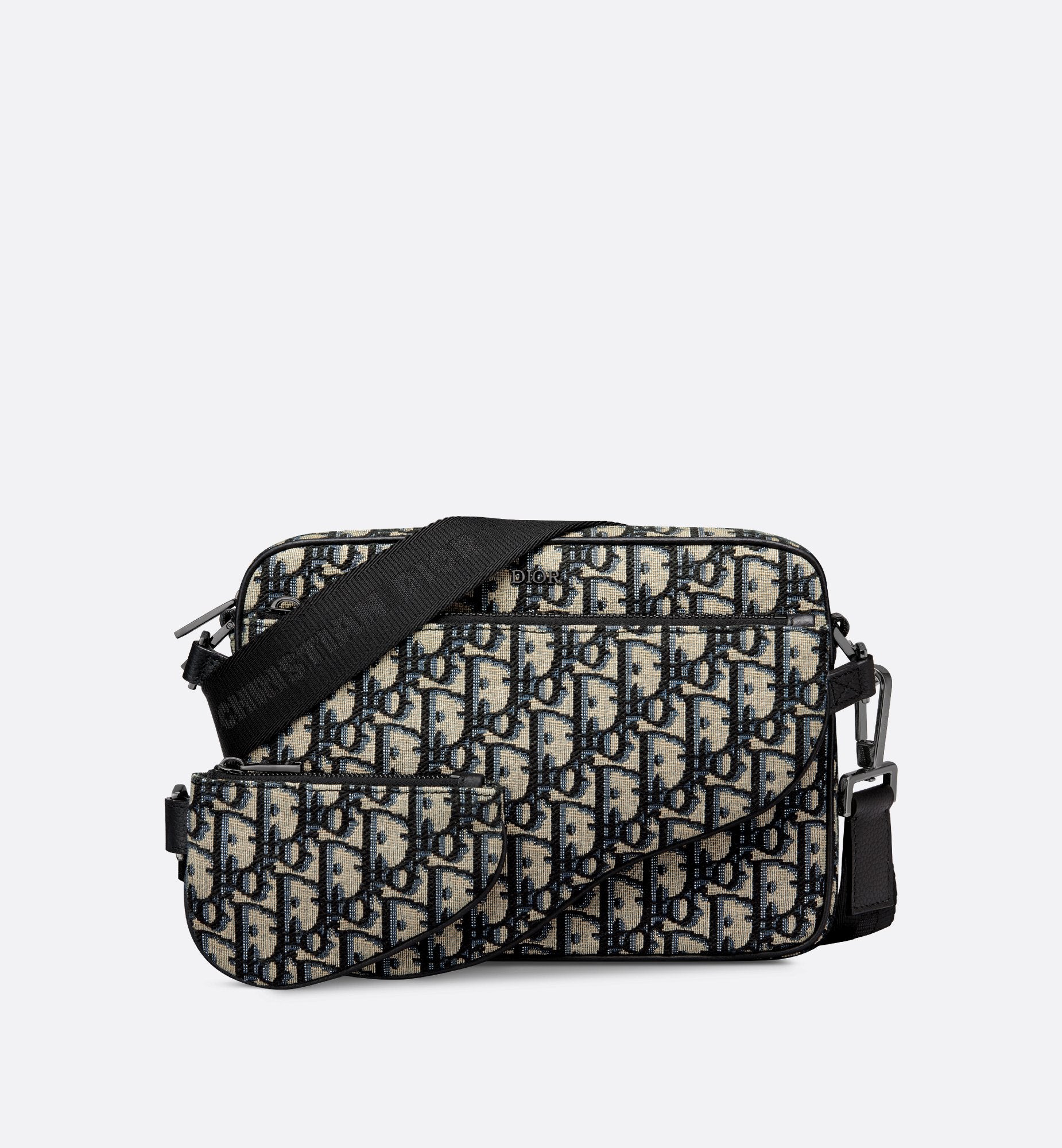 Saddle pouch beige and black dior oblique jacquard sale