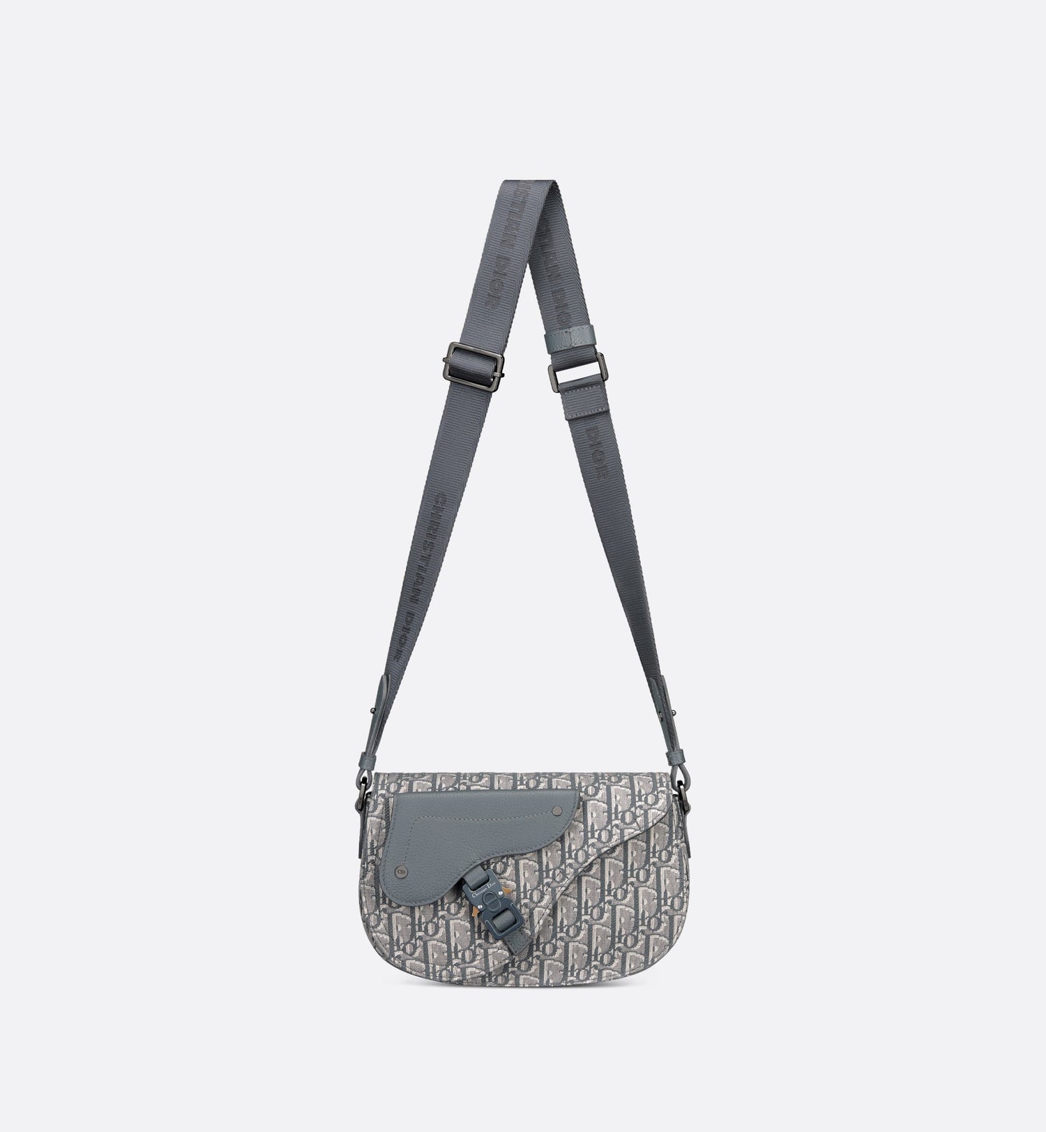 Saddle Messenger Bag Deep Gray Dior Oblique Jacquard And Deep Gray Grained Calfskin