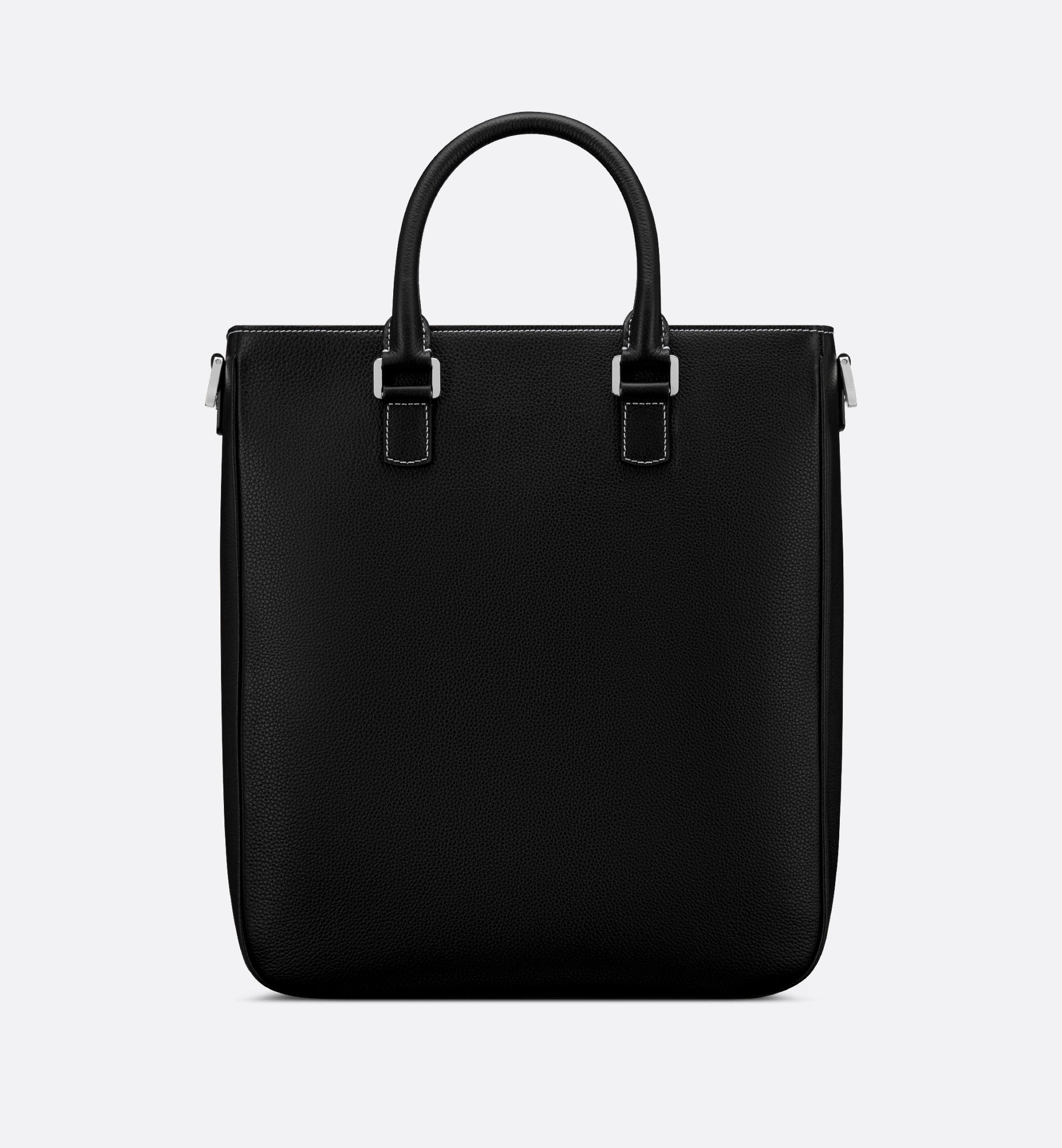 Saddle Tote Bag Black Grained Calfskin