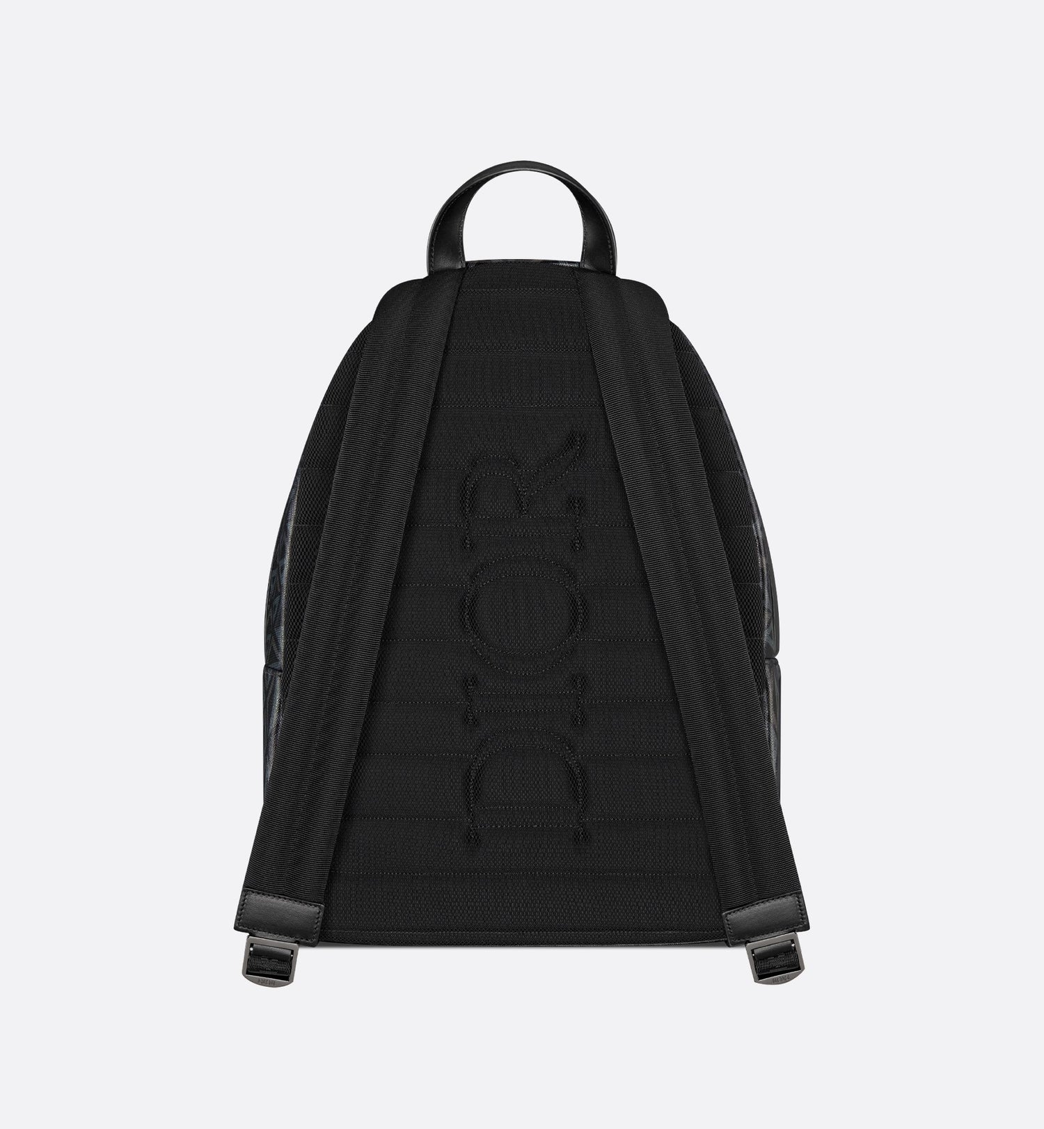 Rider Zipped Backpack Black Coated Cotton Canvas With Cd Diamond Print