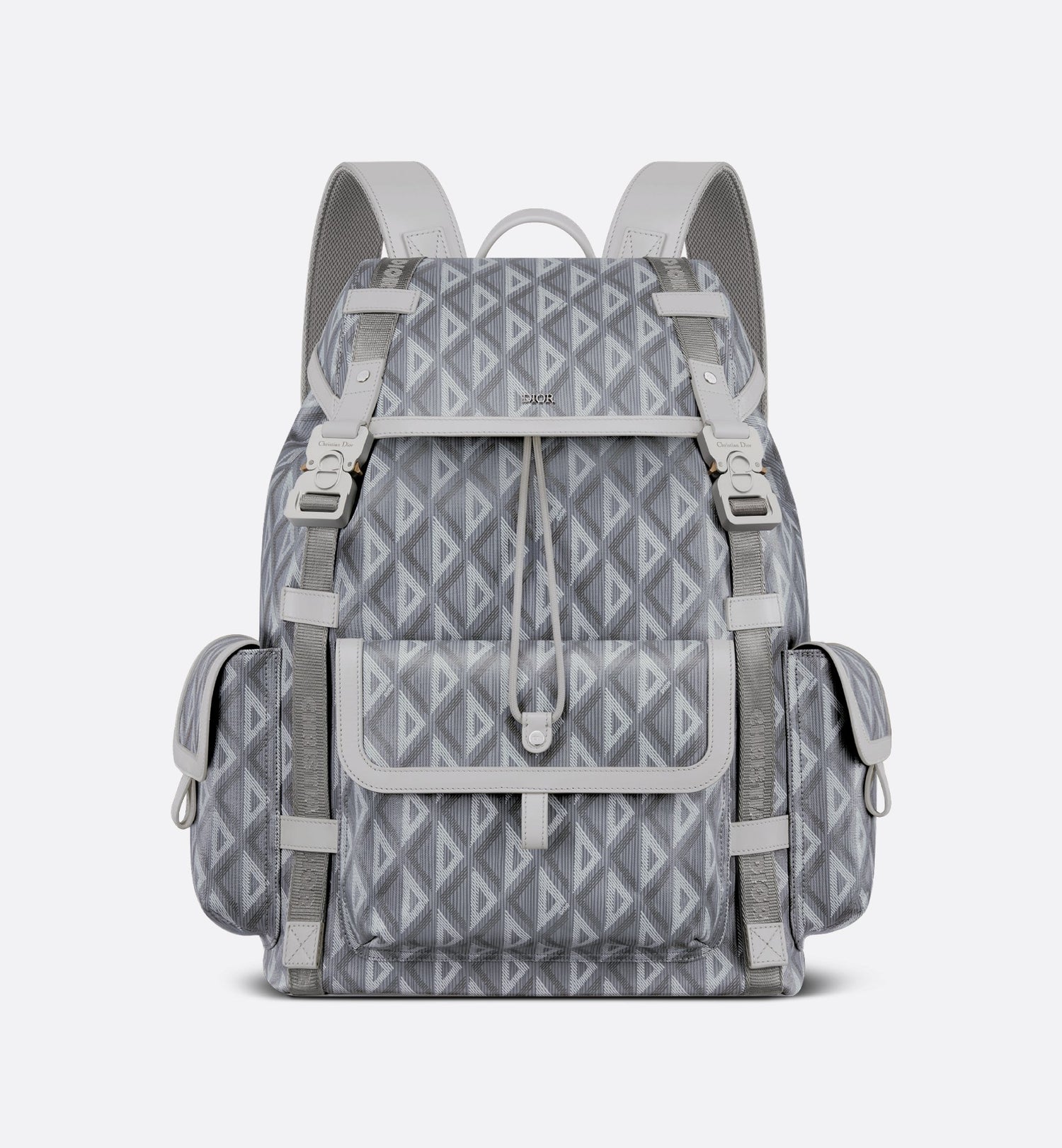 Large Dior Hit The Road Backpack Dior Gray Coated Cotton Canvas With Cd Diamond Print And Dior Gray Smooth Calfskin