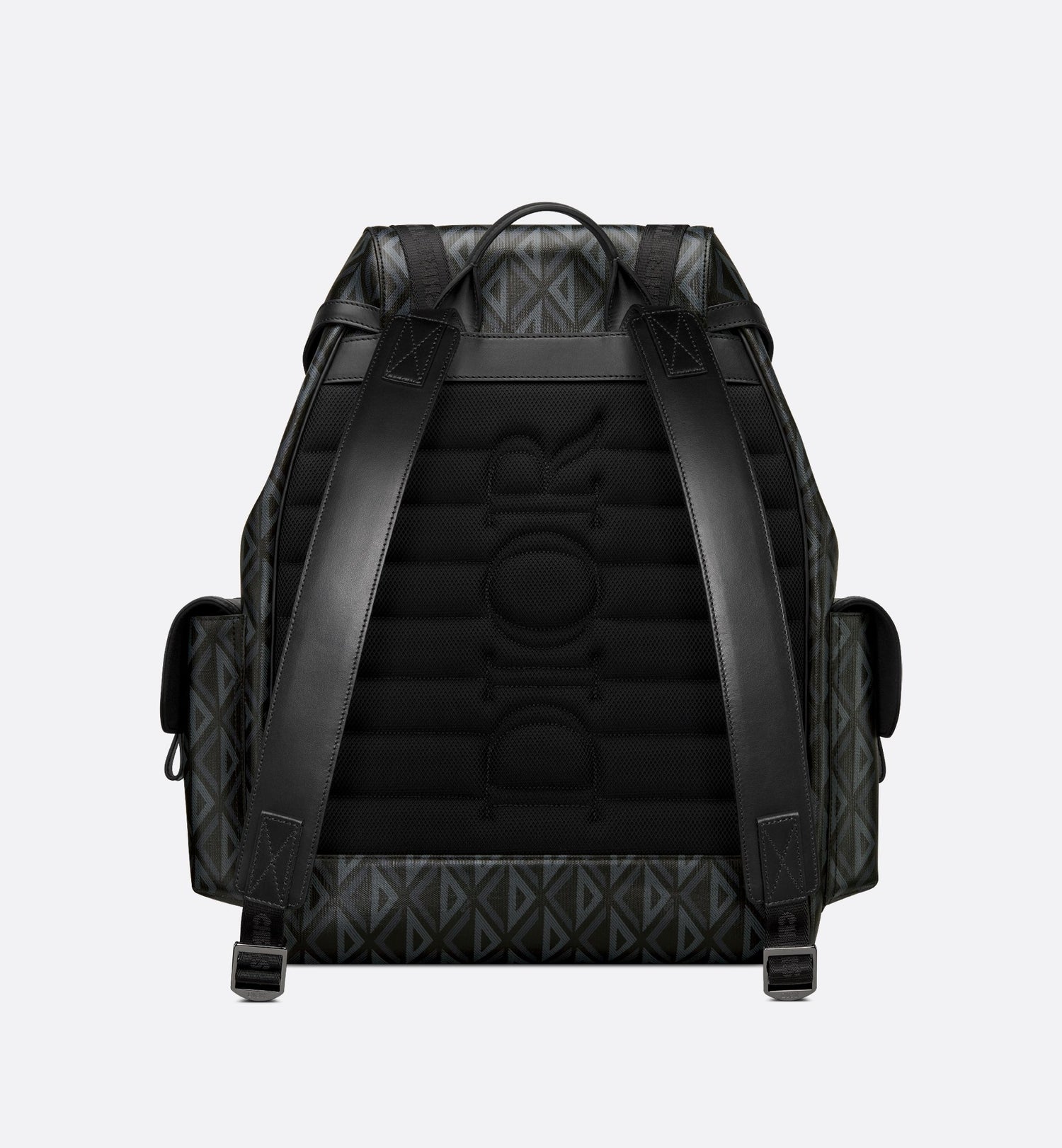 Large Dior Hit The Road Backpack Black Coated Cotton Canvas With Cd Diamond Print And Black Smooth Calfskin