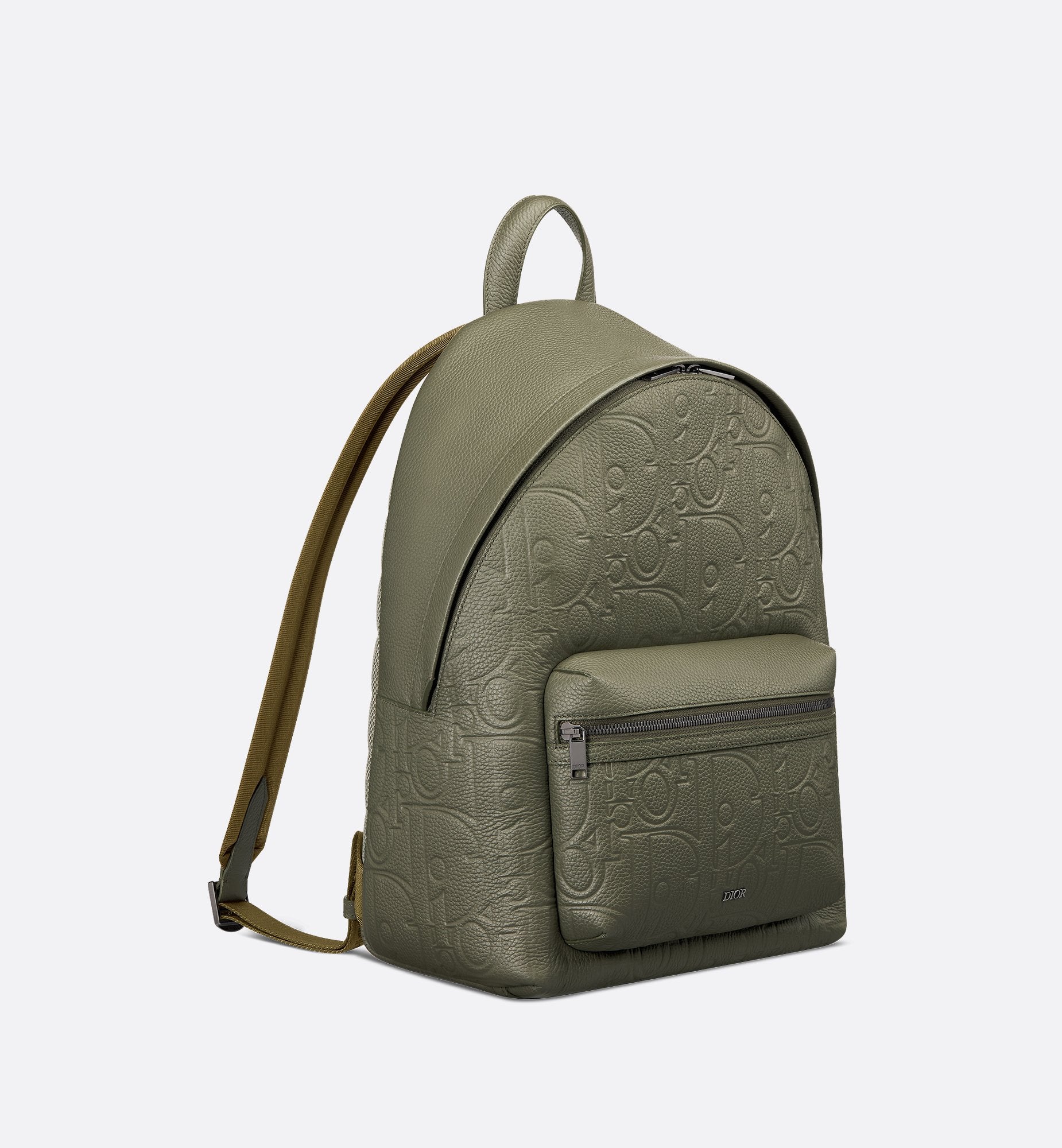 Rider 2.0 Zipped Backpack Khaki Dior Gravity Leather And Khaki Grained Calfskin