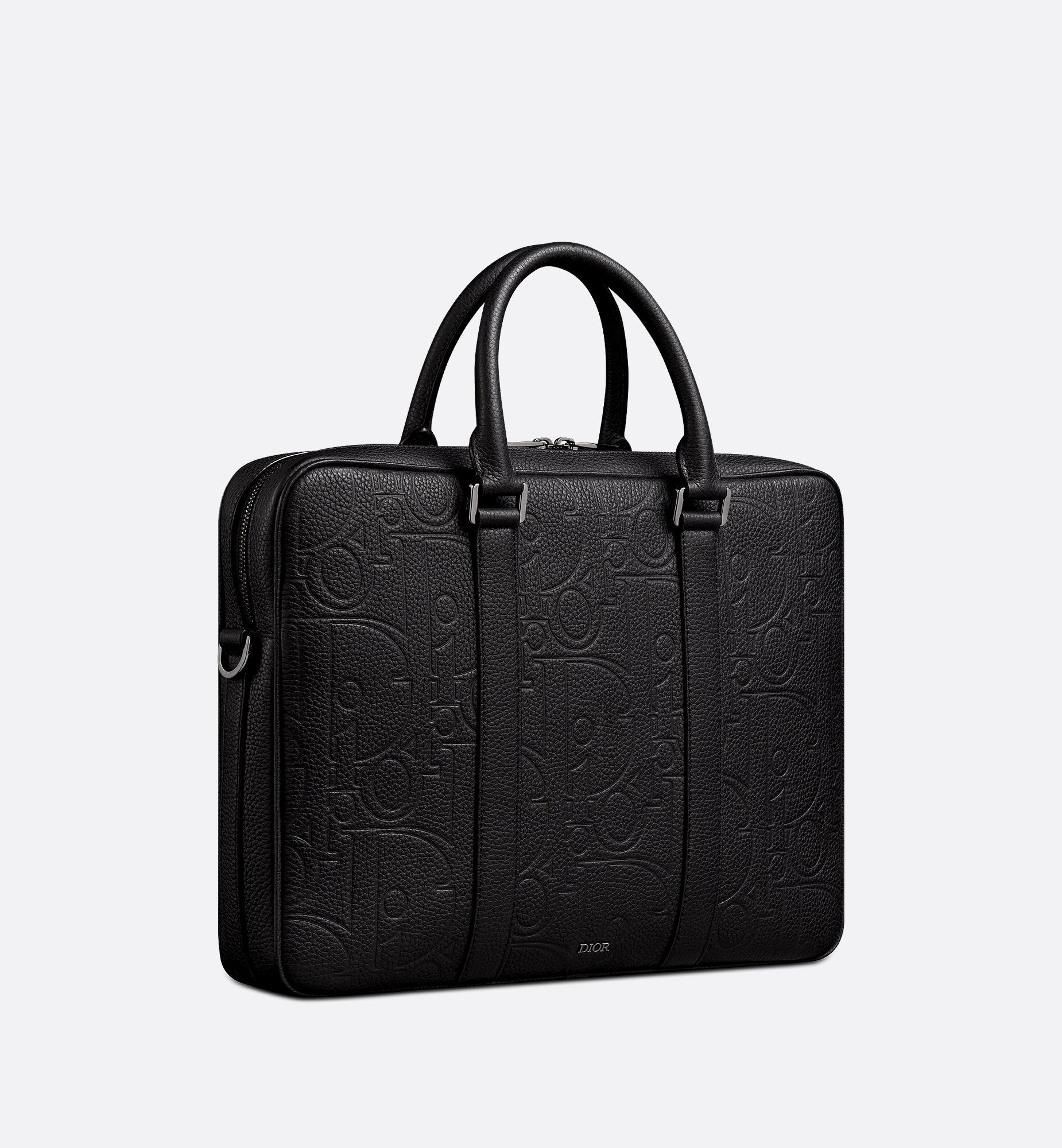 Zipped Briefcase Black Dior Gravity Leather And Black Grained Calfskin