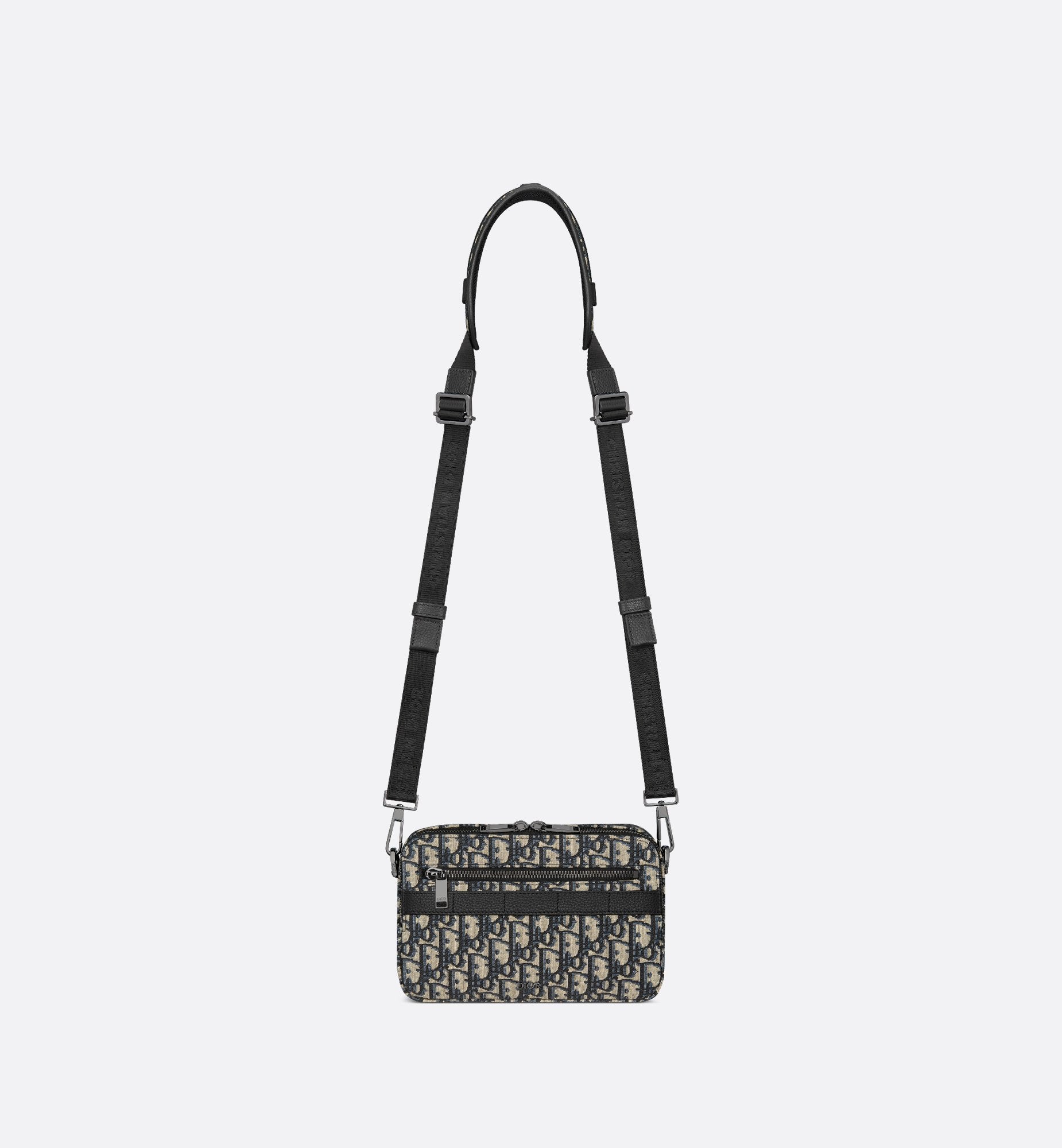 Safari Bag With Strap Beige And Black Dior Oblique Jacquard