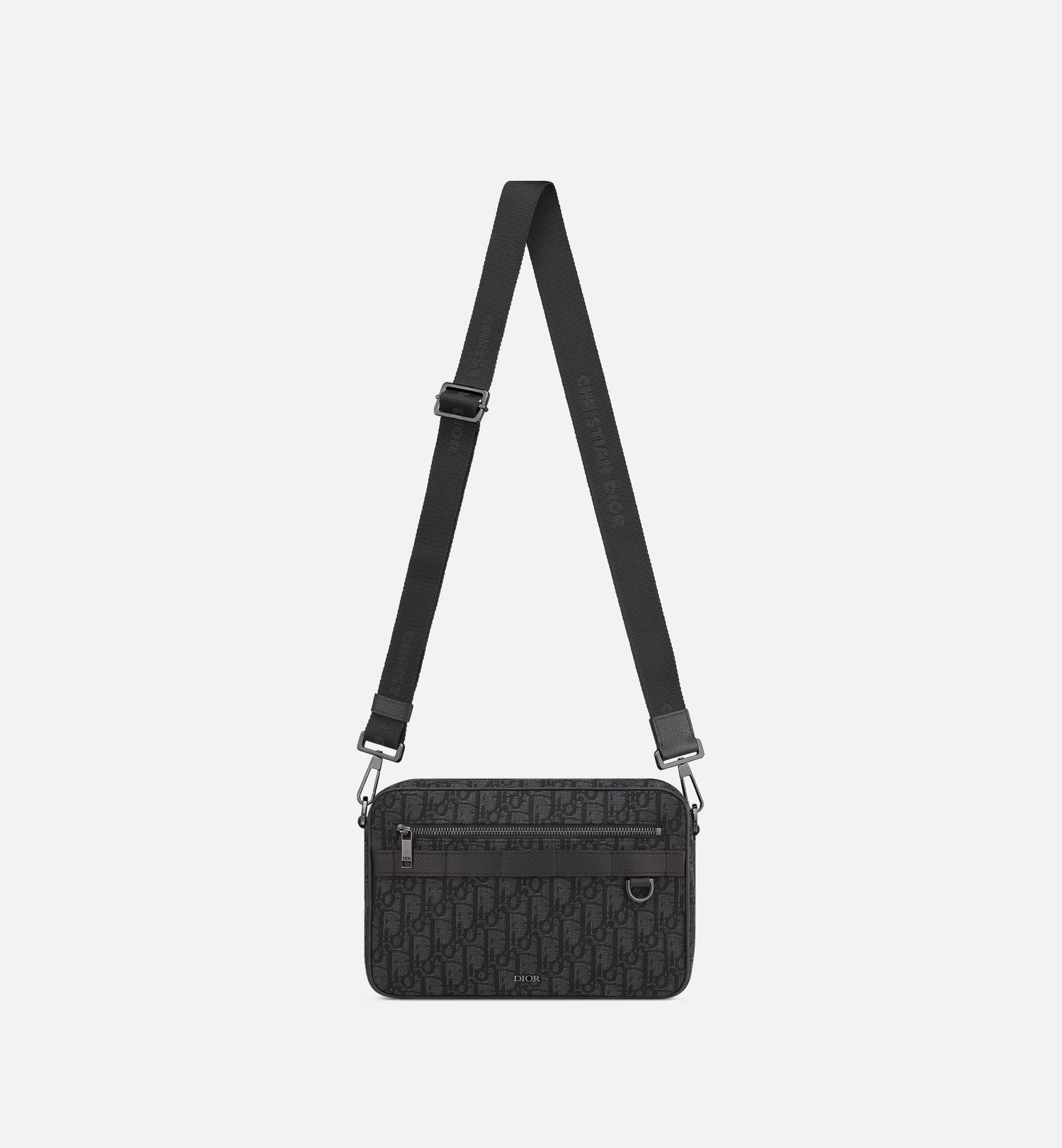 Maxi Safari Bag With Strap Black Dior Oblique Jacquard And Black Grained Calfskin