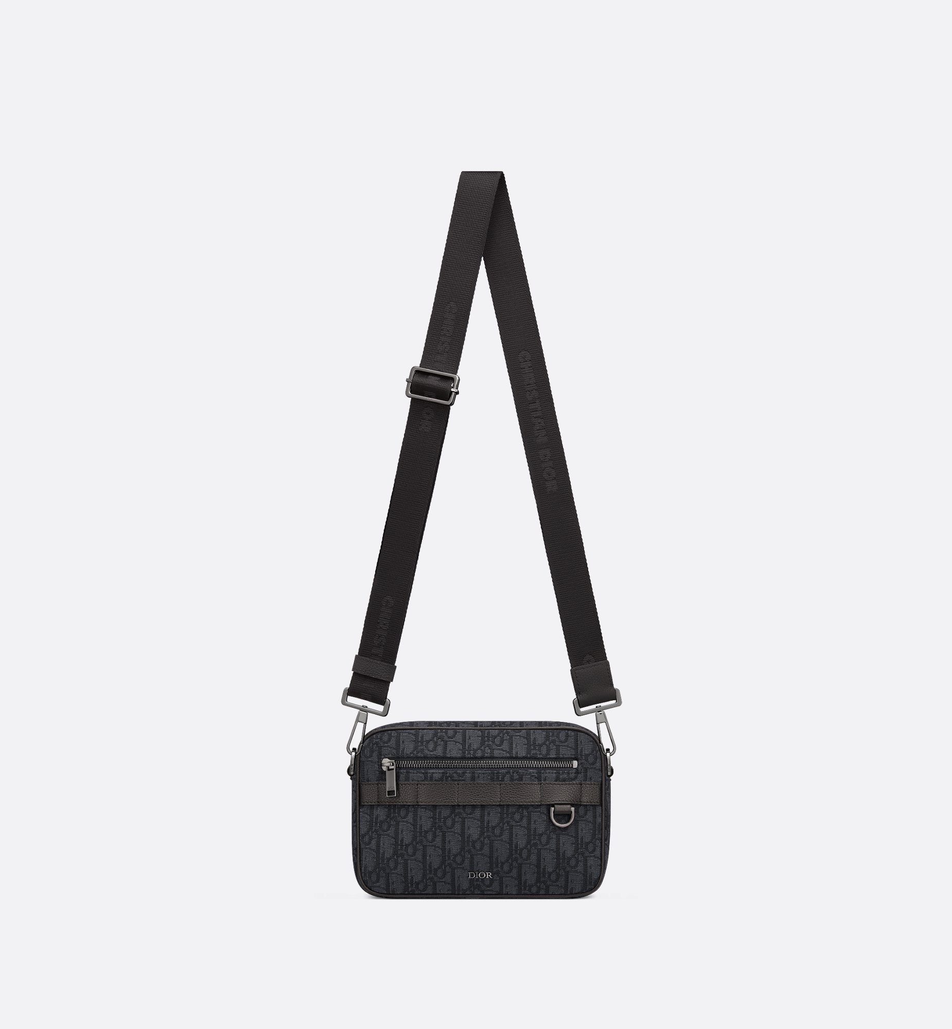 Safari Bag With Strap Black Dior Oblique Jacquard