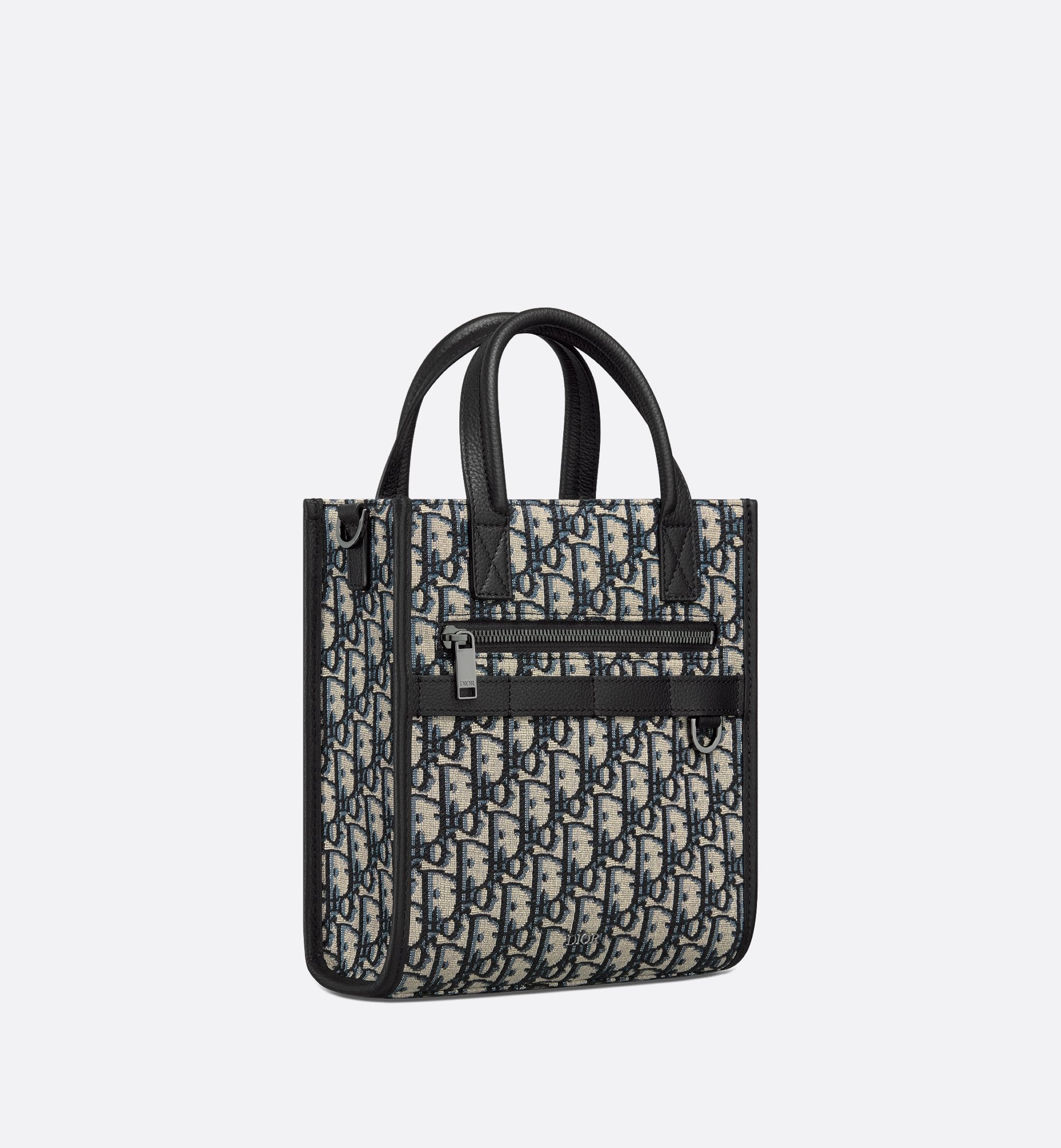 Safari North-South Tote Bag Beige And Black Dior Oblique Jacquard