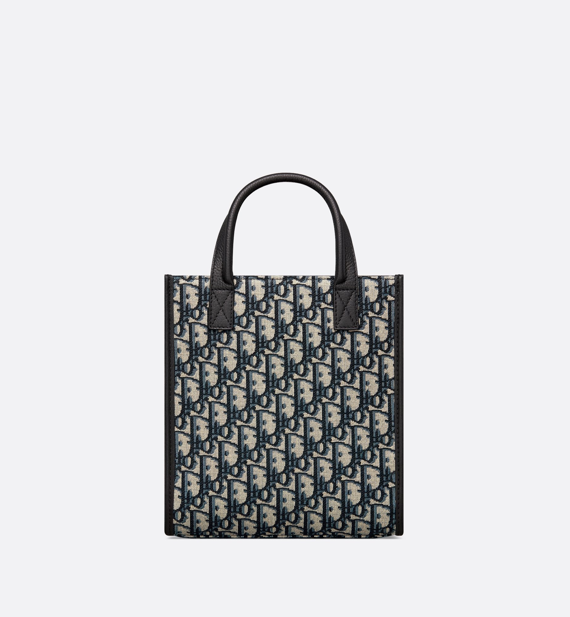 Safari North-South Tote Bag Beige And Black Dior Oblique Jacquard