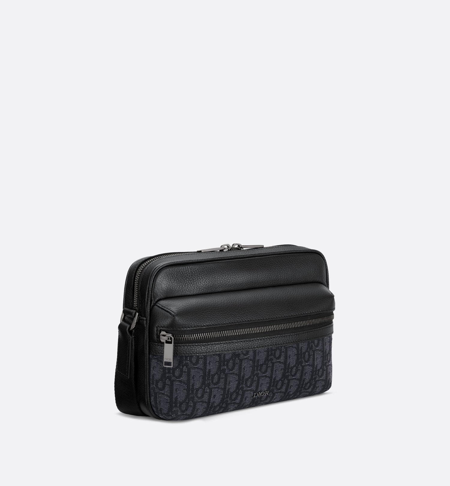 Rider 2.0 Zipped Messenger Bag Black Dior Oblique Jacquard And Black Grained Calfskin