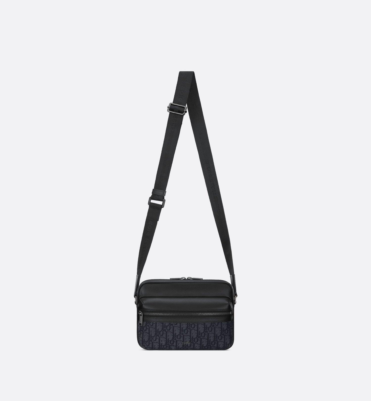 Rider 2.0 Zipped Messenger Bag Black Dior Oblique Jacquard And Black Grained Calfskin