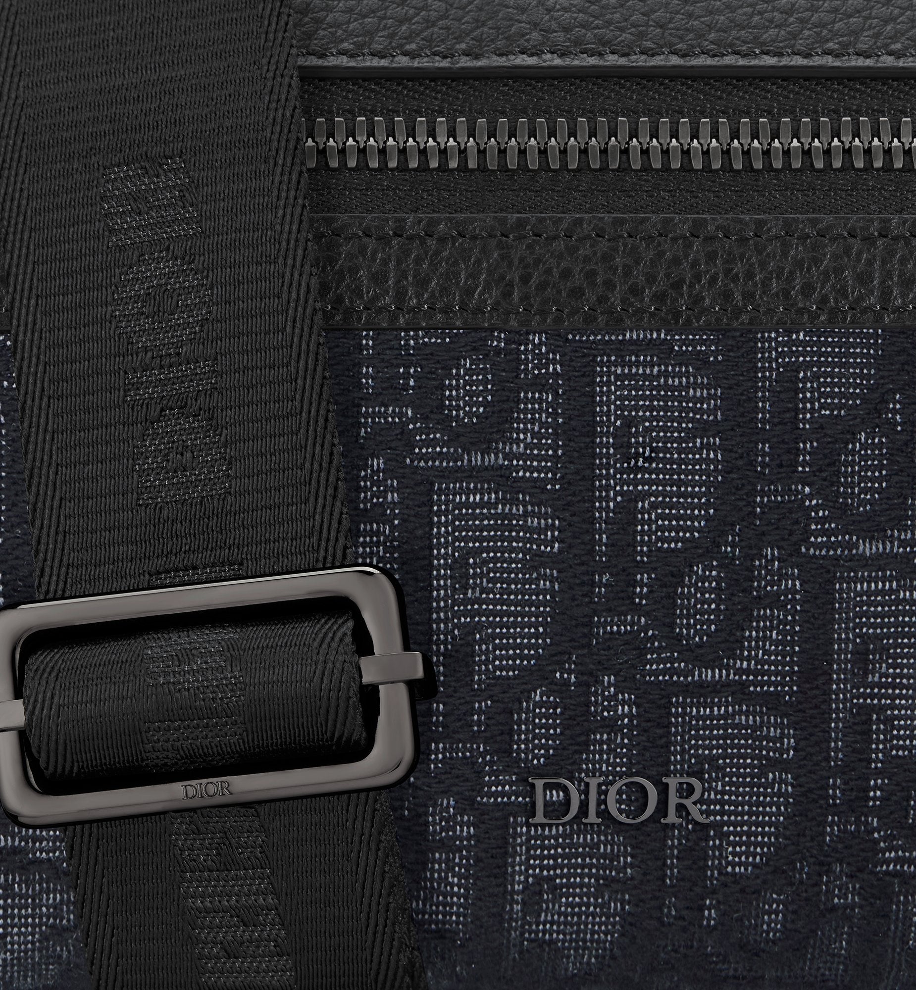 Rider 2.0 Zipped Messenger Bag Black Dior Oblique Jacquard And Black Grained Calfskin