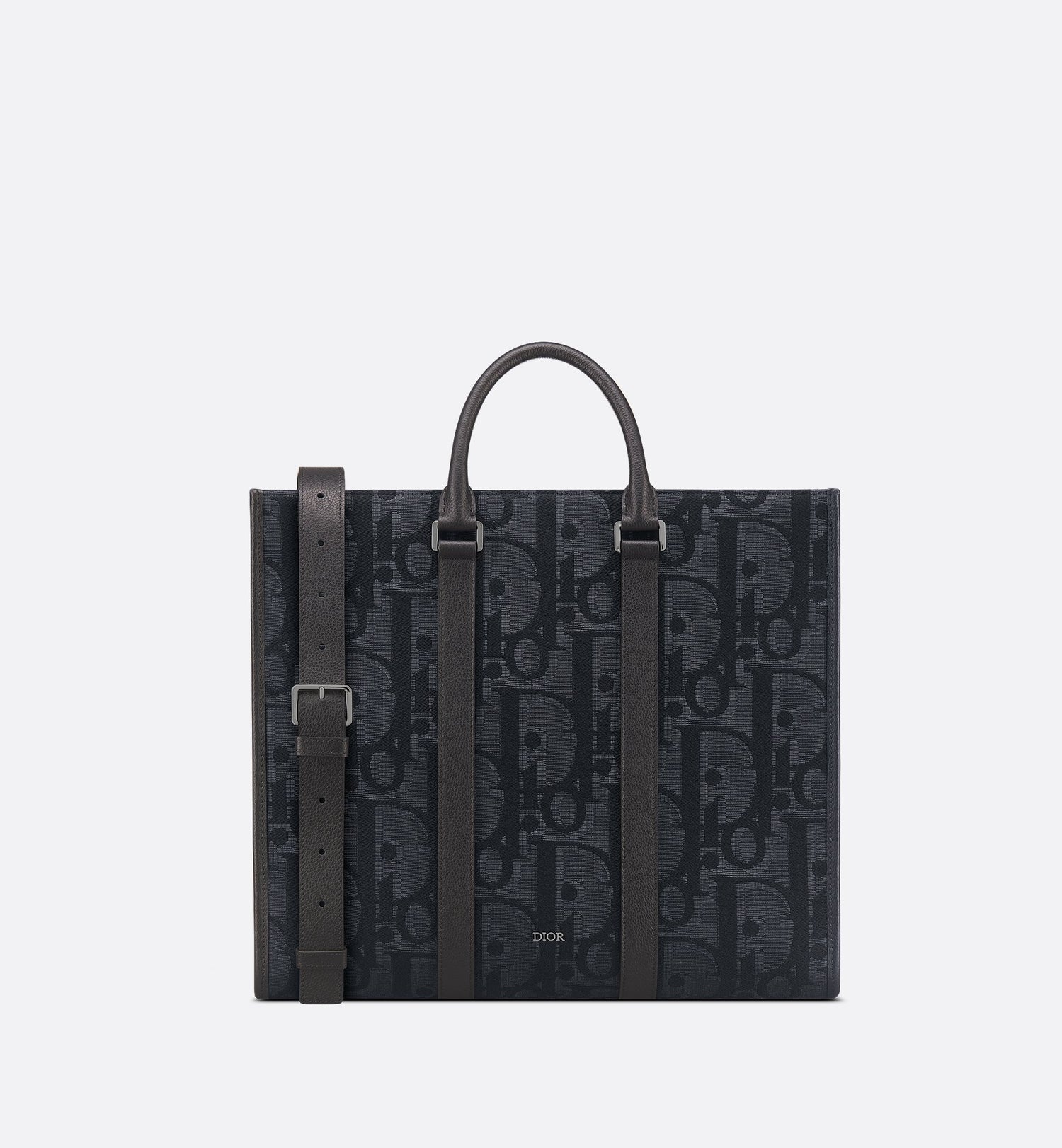 East-West Tote Bag Black Maxi Dior Oblique Jacquard And Black Grained Calfskin