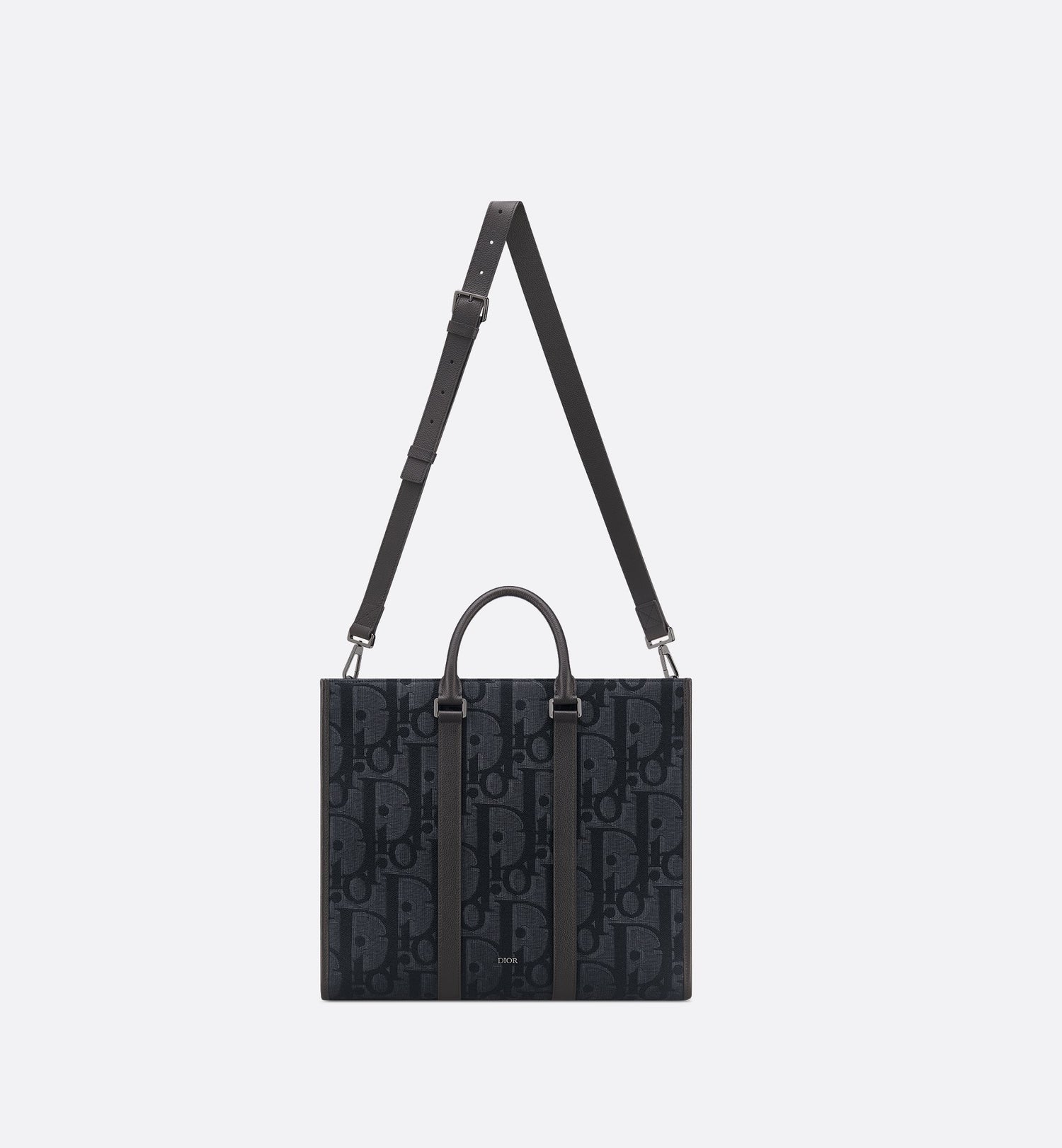 East-West Tote Bag Black Maxi Dior Oblique Jacquard And Black Grained Calfskin