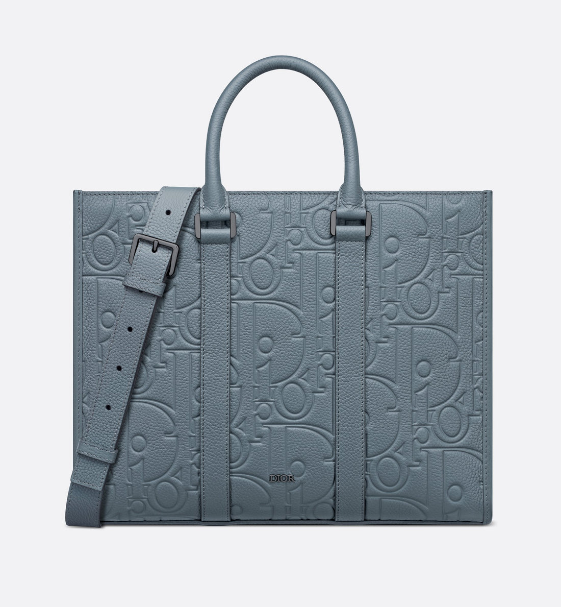 Medium East-West Tote Bag Deep Gray Dior Gravity Leather And Deep Gray Grained Calfskin