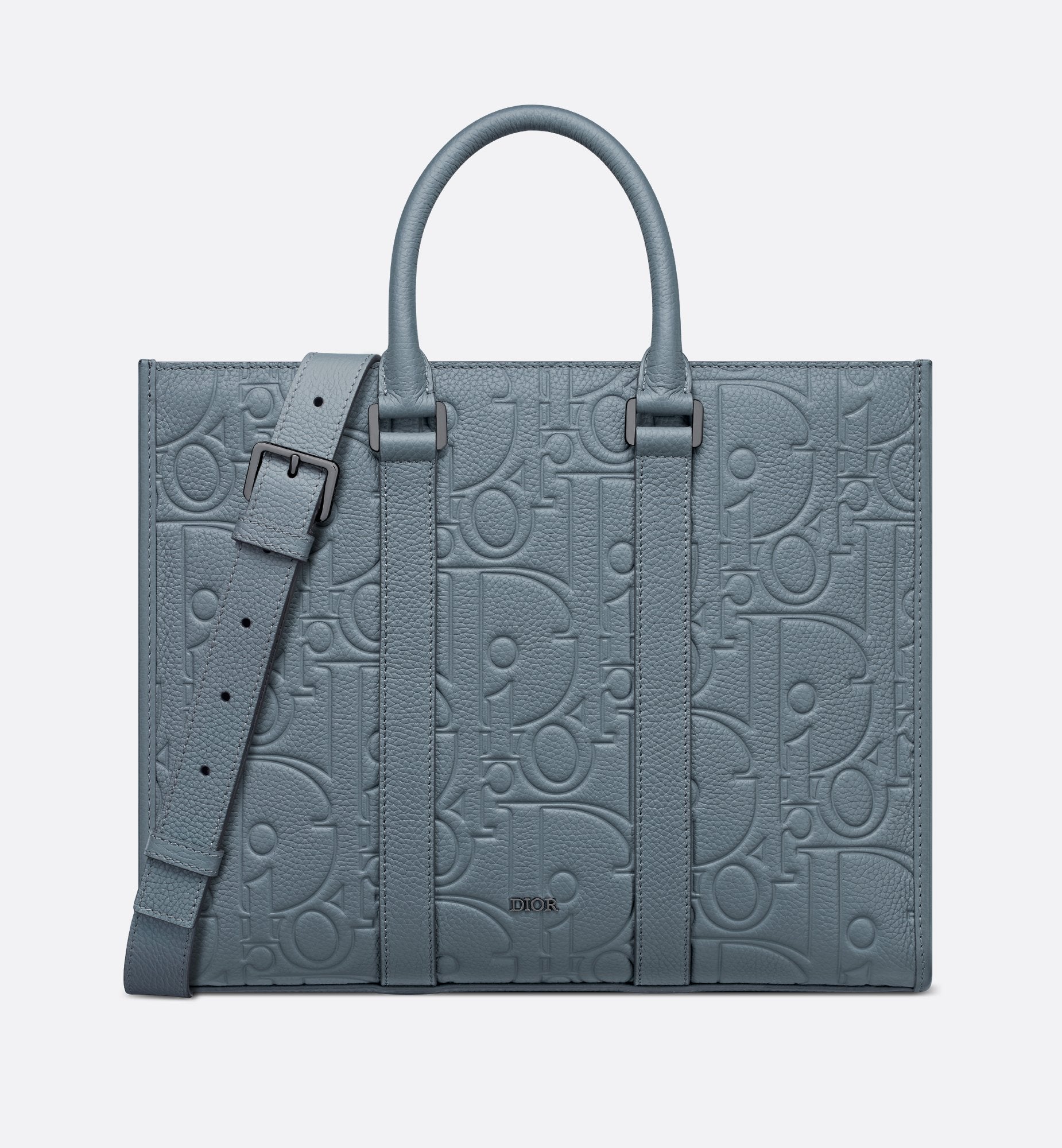 Medium East-West Tote Bag Deep Gray Dior Gravity Leather And Deep Gray Grained Calfskin