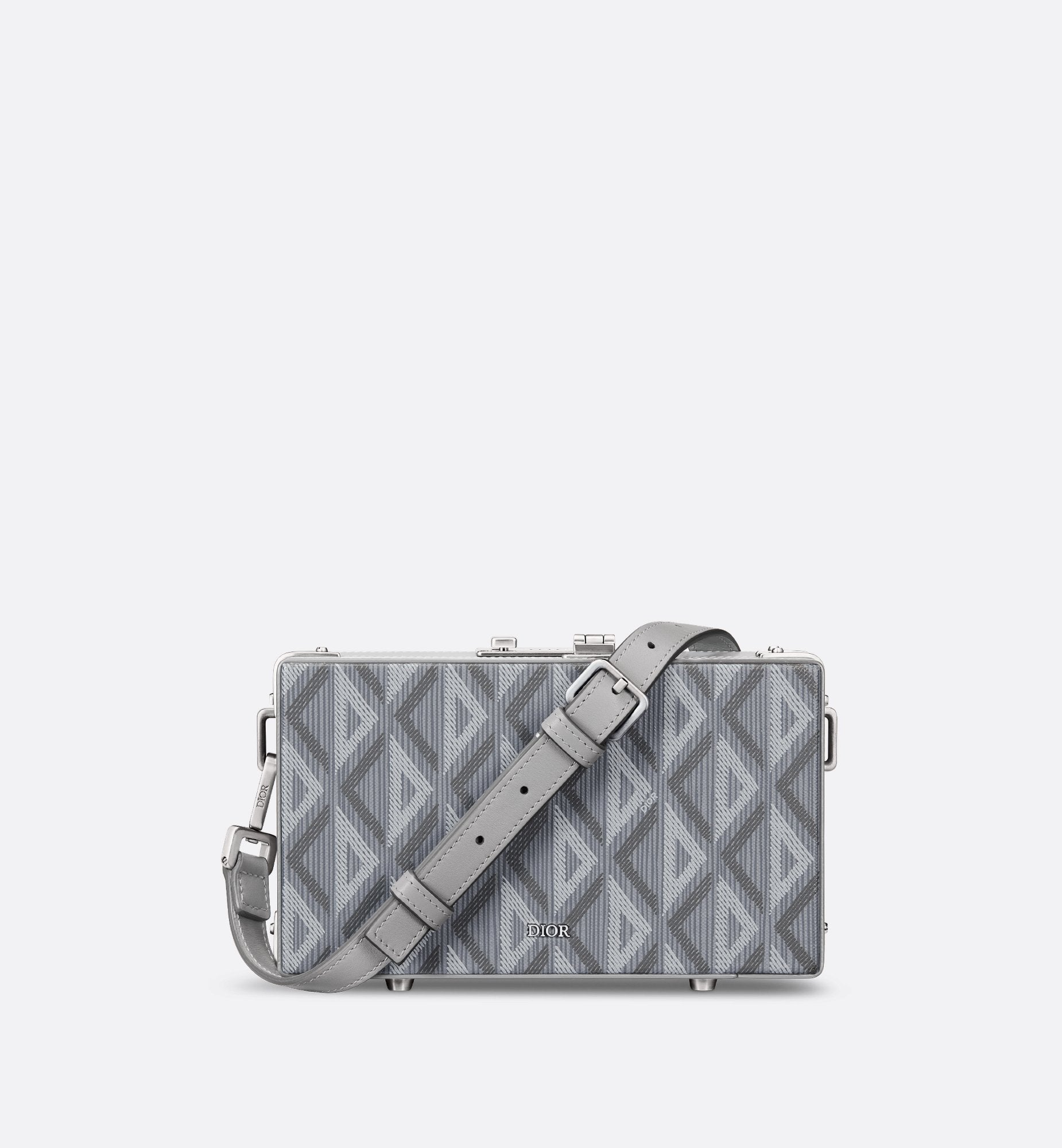 Lock Mini Case Bag With Strap Dior Gray Coated Cotton Canvas With Cd Diamond Print