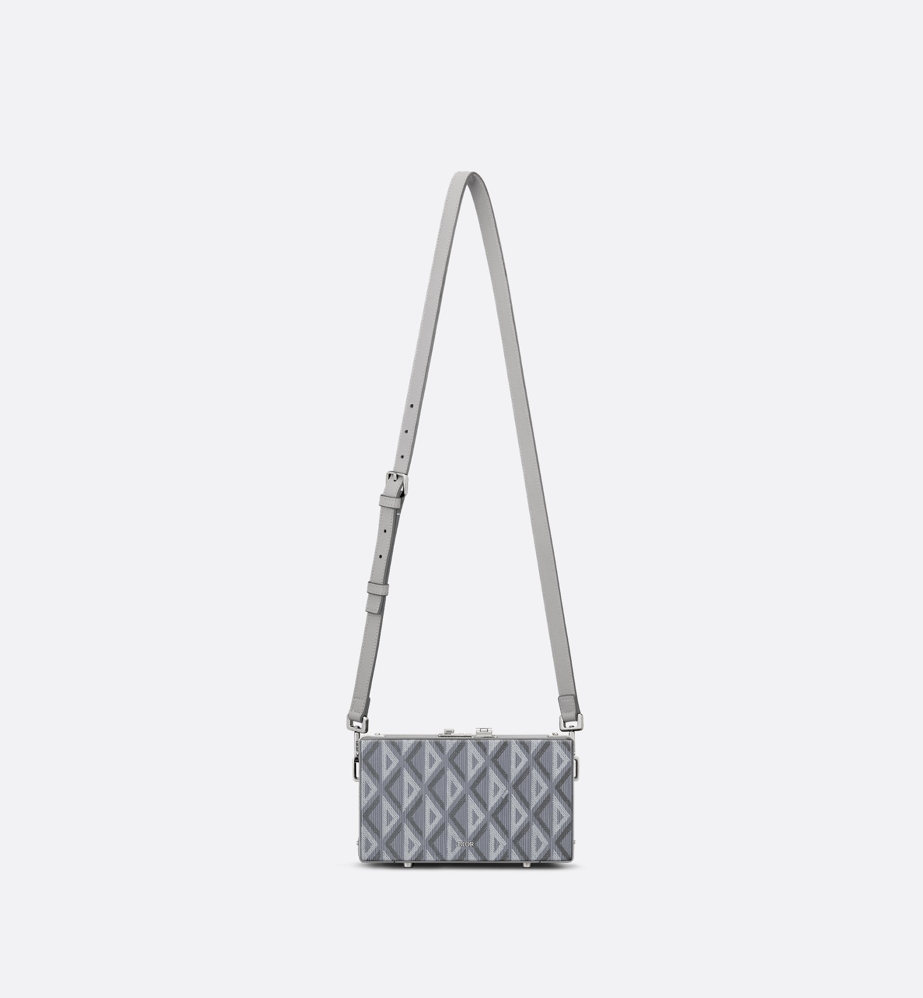 Lock Mini Case Bag With Strap Dior Gray Coated Cotton Canvas With Cd Diamond Print