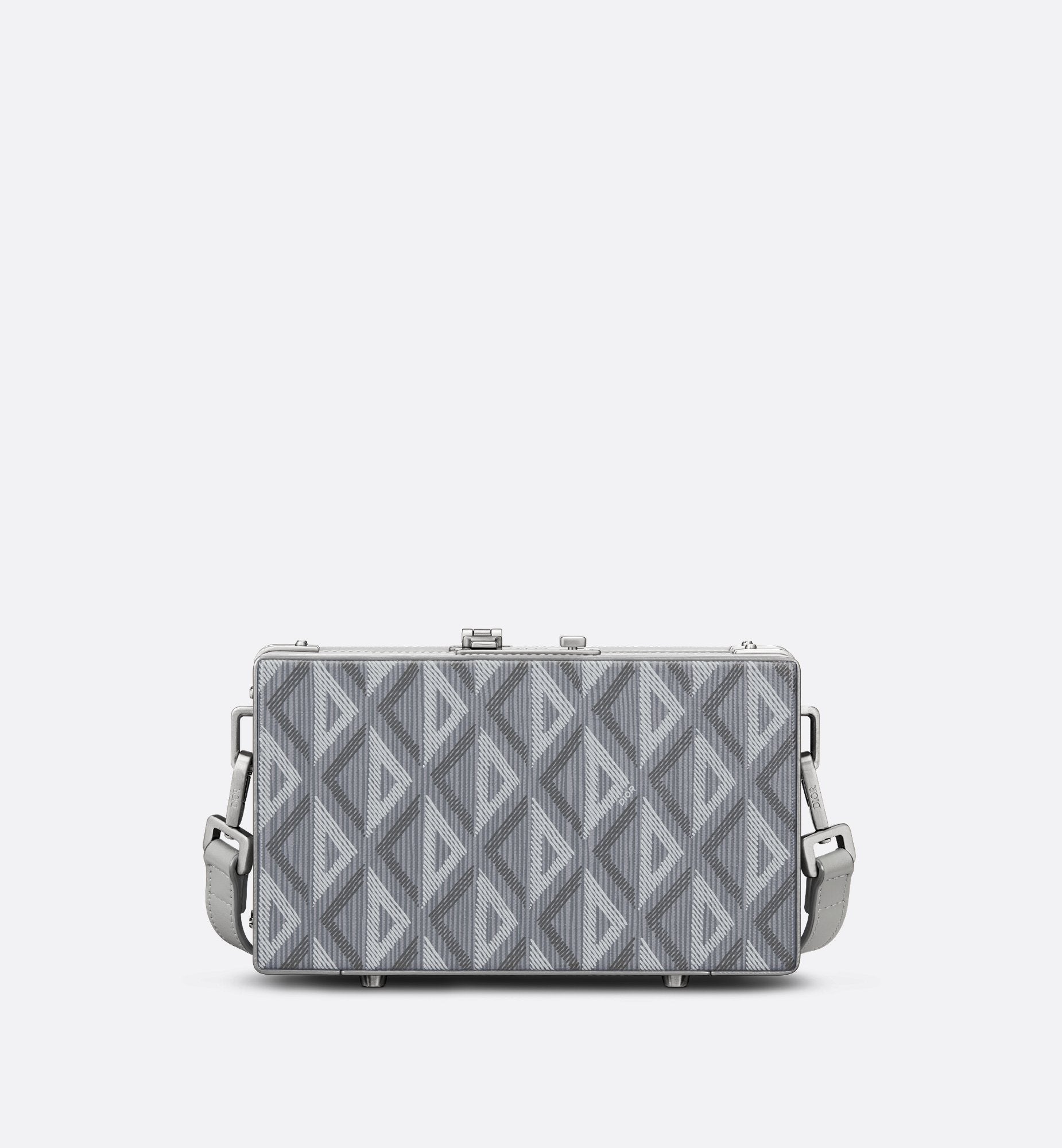 Lock Mini Case Bag With Strap Dior Gray Coated Cotton Canvas With Cd Diamond Print