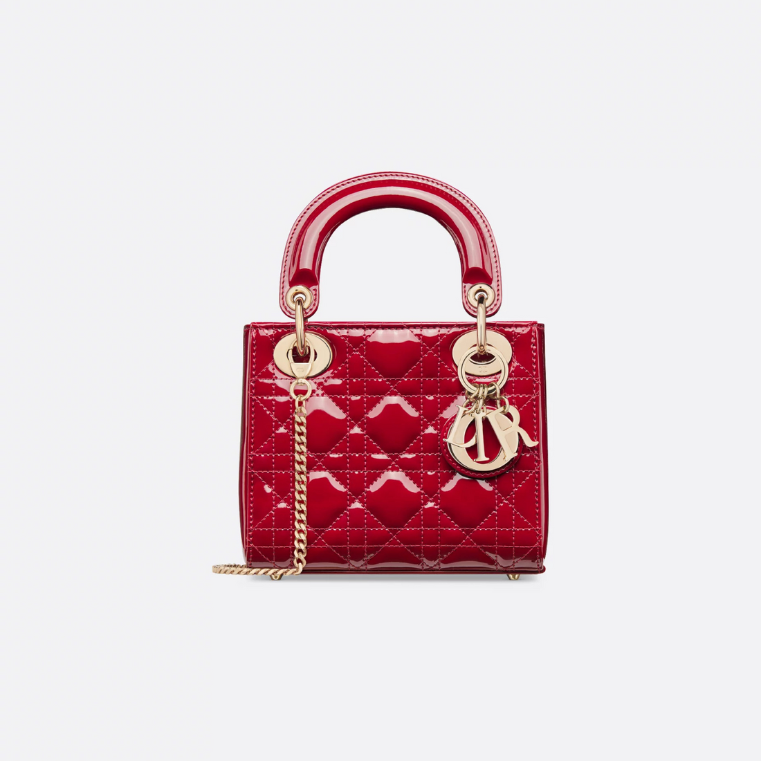 Mini Lady Dior Bag Cherry Red Patent Cannage Calfskin