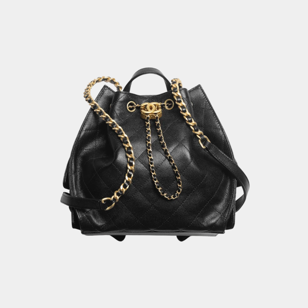 25 Medium Backpack Grained Calfskin &amp; Gold-Tone Metal