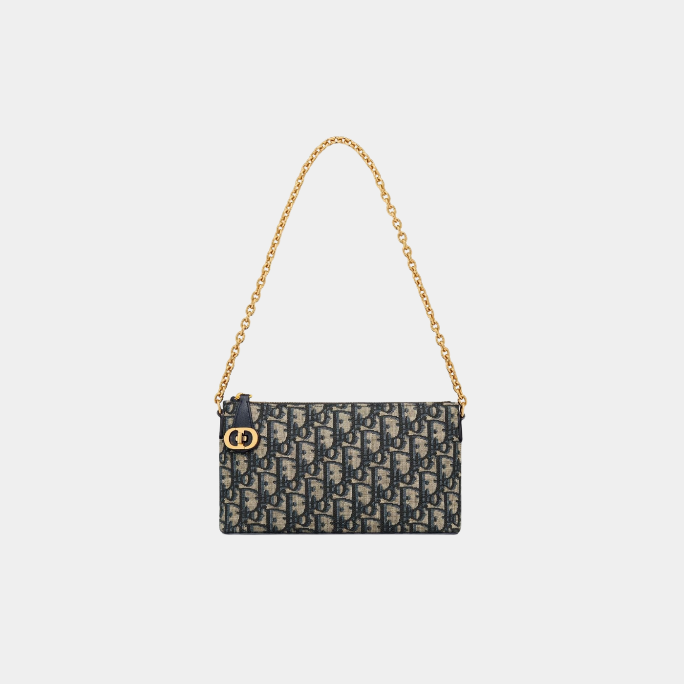 30 Montaigne Mini Bag with Chain Blue Dior Oblique Jacquard