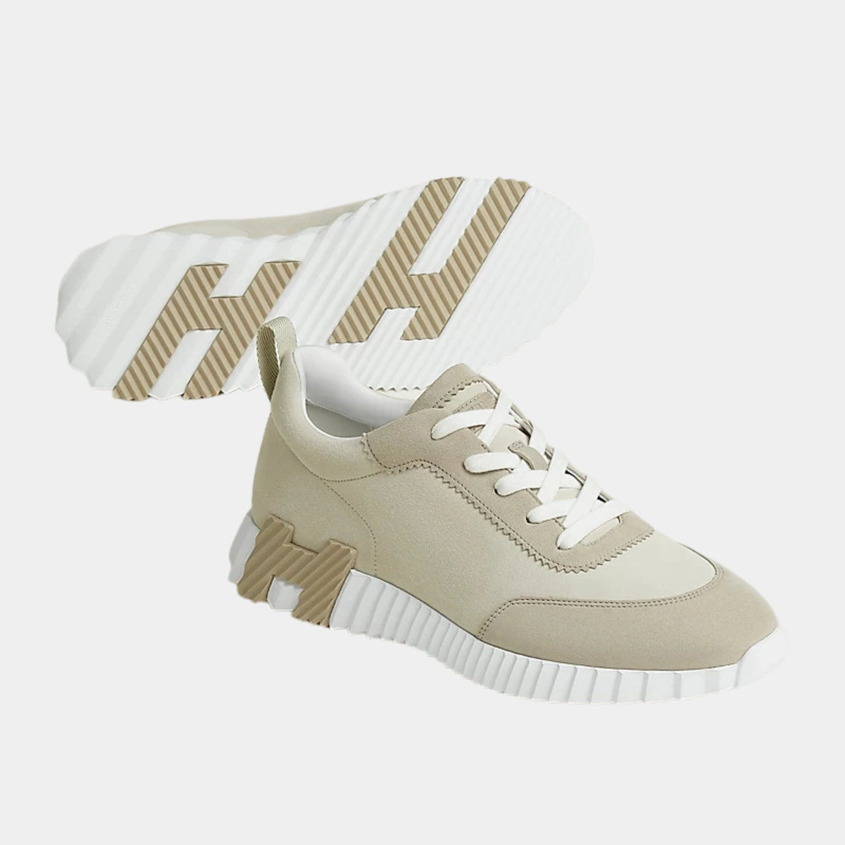 Bouncing Sneaker in fabric ribbon And Suede Goatskin