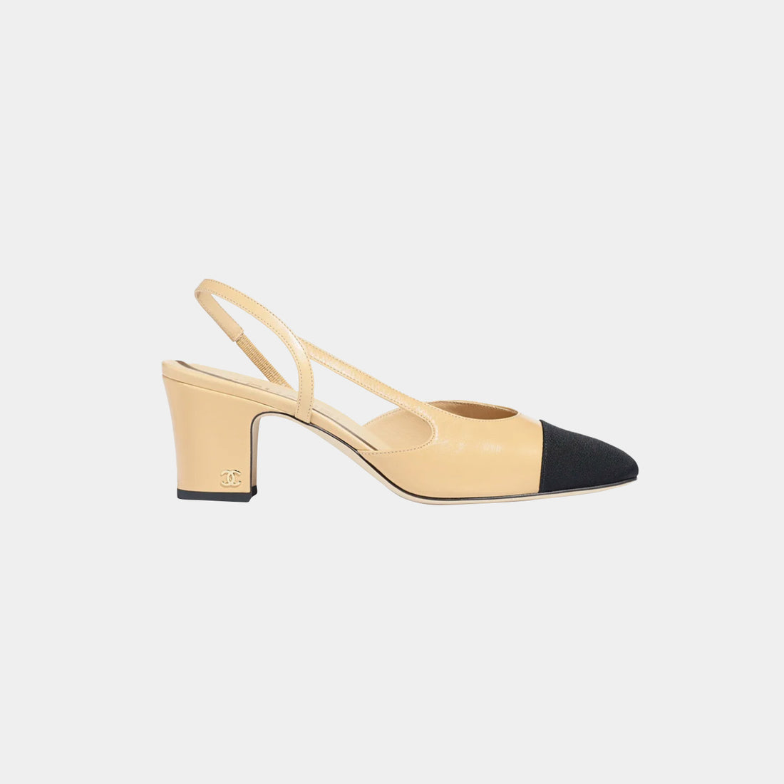 Slingback - Goatskin &amp; Grosgrain Beige &amp; Black