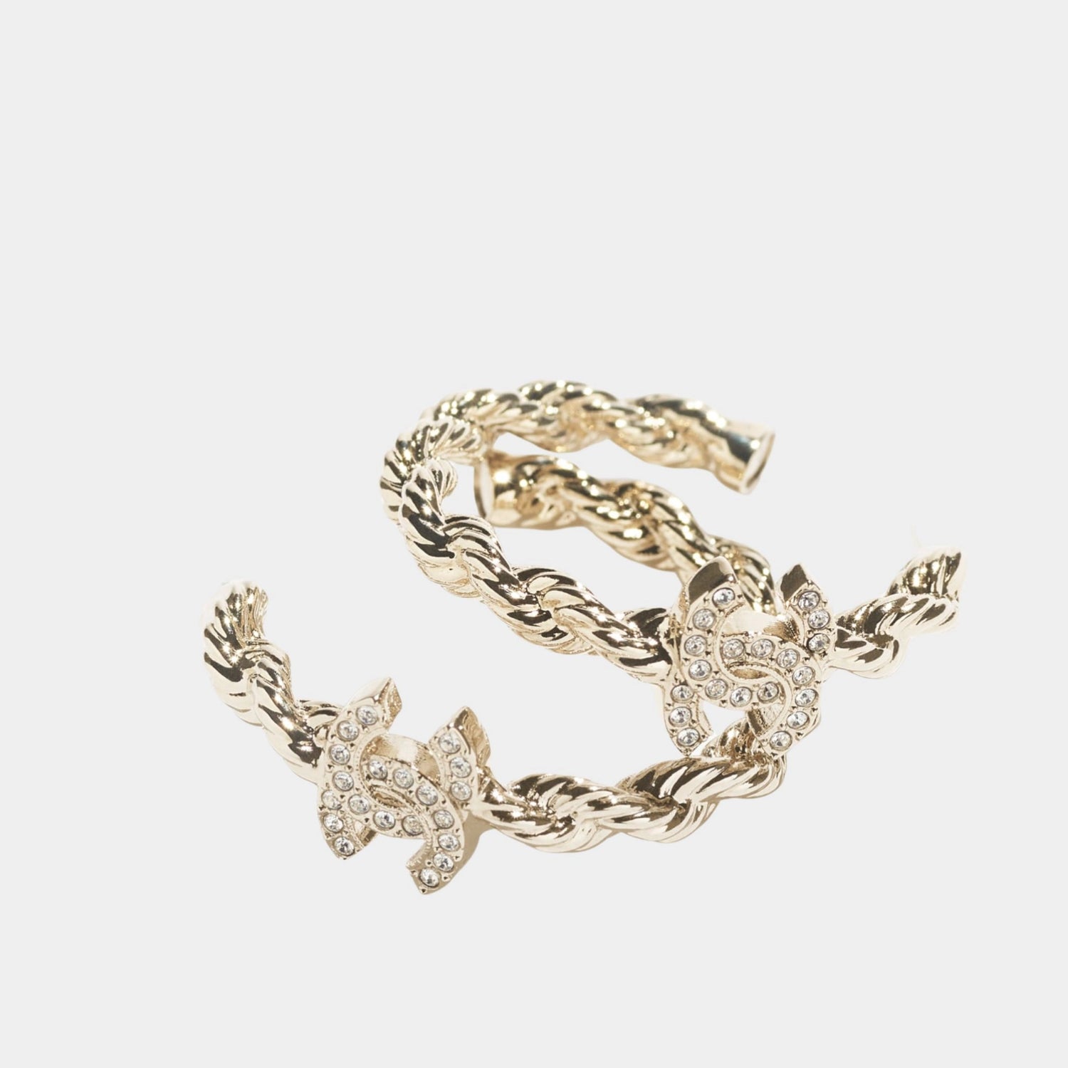 Hoop Earrings Metal &amp; Diamantes Golden &amp; Crystal