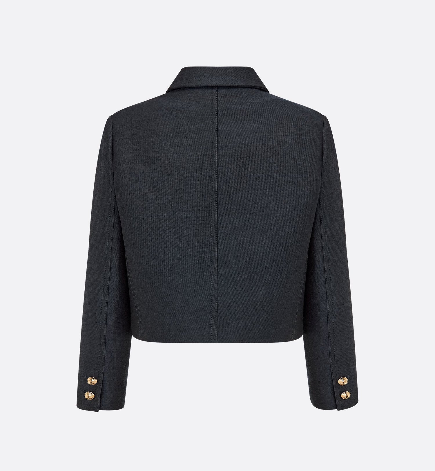 Cropped Jacket Navy Blue Wool And Silk